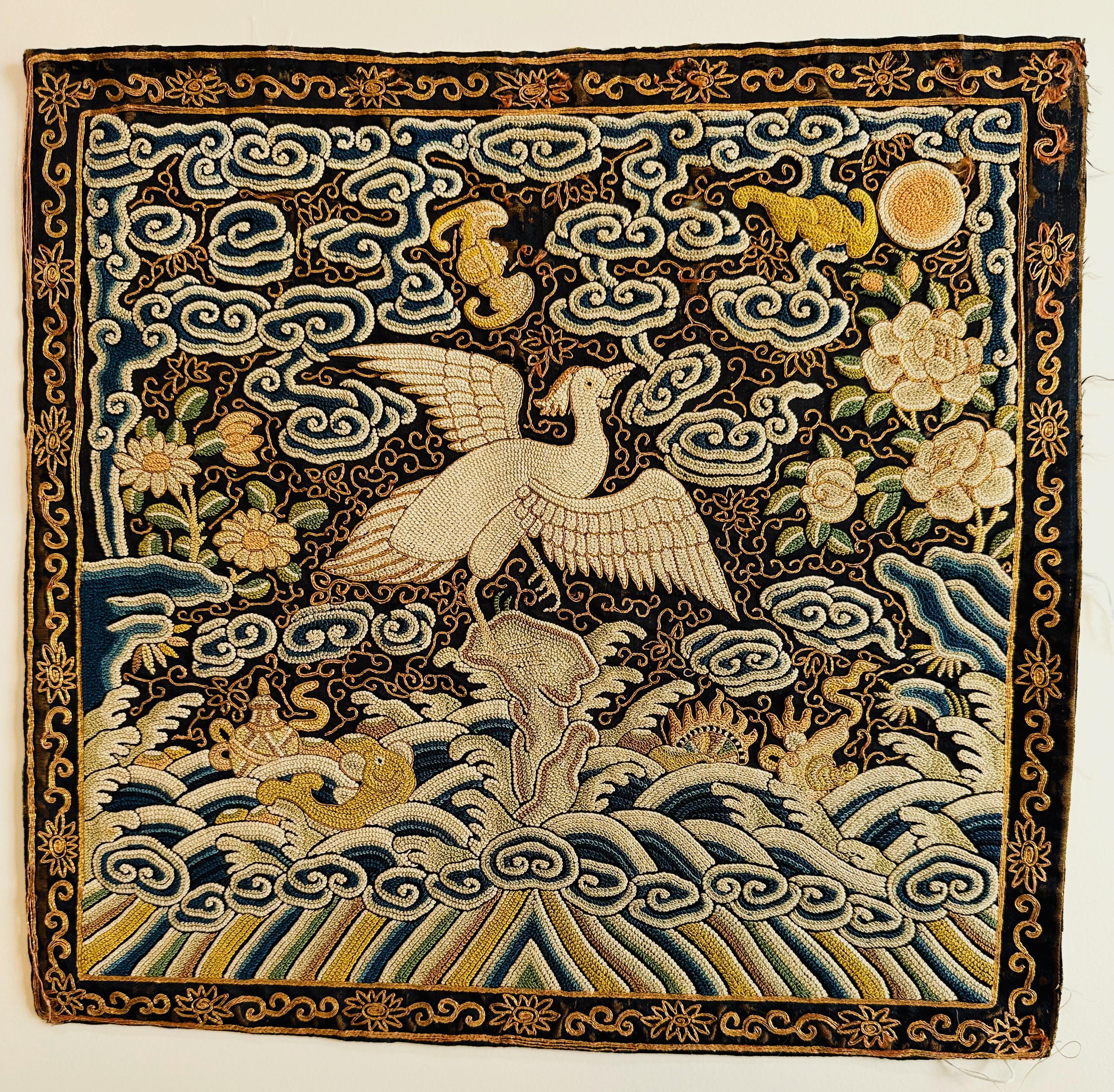 Pair of Qing Dynasty Civil Rank Badges with Egrets For Sale 2