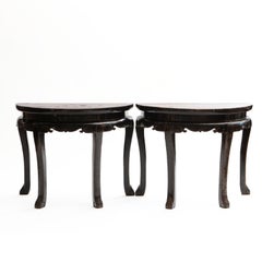 Pair of Qing Dynasty Lacquered Demilune Console Tables ore center Table