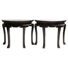 Antique Pair of Qing Dynasty Demilune Console Tables ore center Table