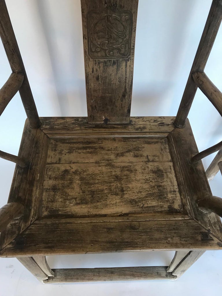 Pair of Qing Dynasty Elm Chairs For Sale 5