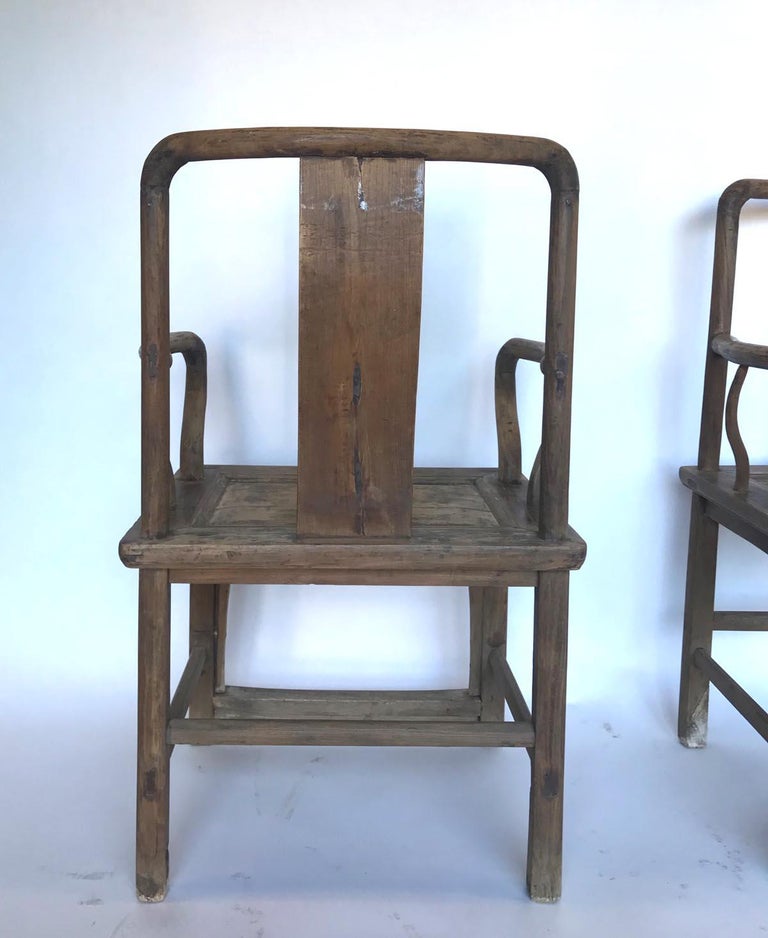 Pair of Qing Dynasty Elm Chairs In Good Condition For Sale In Los Angeles, CA