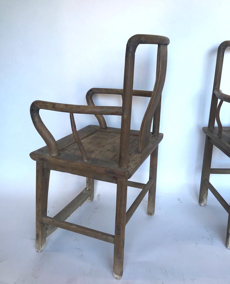 19th Century Pair of Qing Dynasty Elm Chairs For Sale