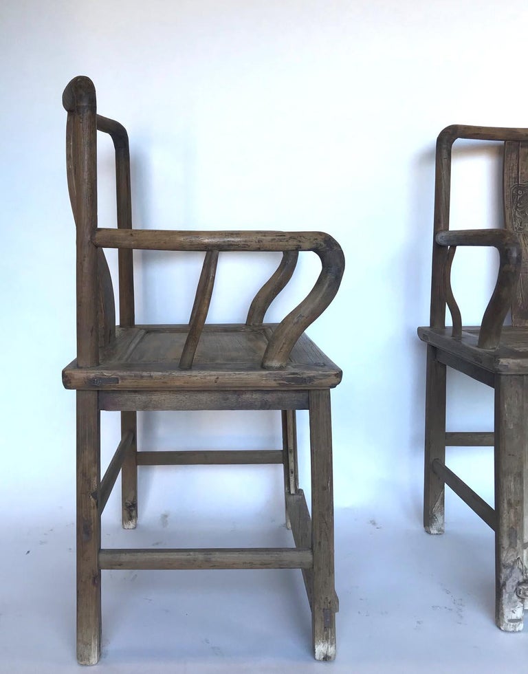 Pair of Qing Dynasty Elm Chairs For Sale 1