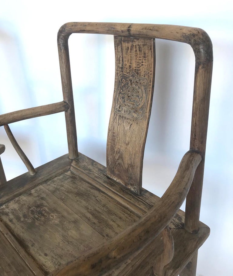 Pair of Qing Dynasty Elm Chairs For Sale 2