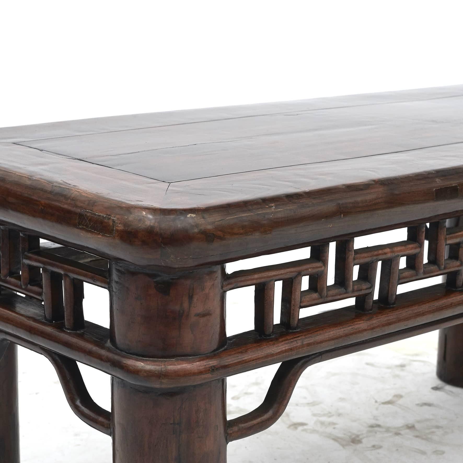 19th Century Pair of Qing Dynasty Elm Tables / Benches