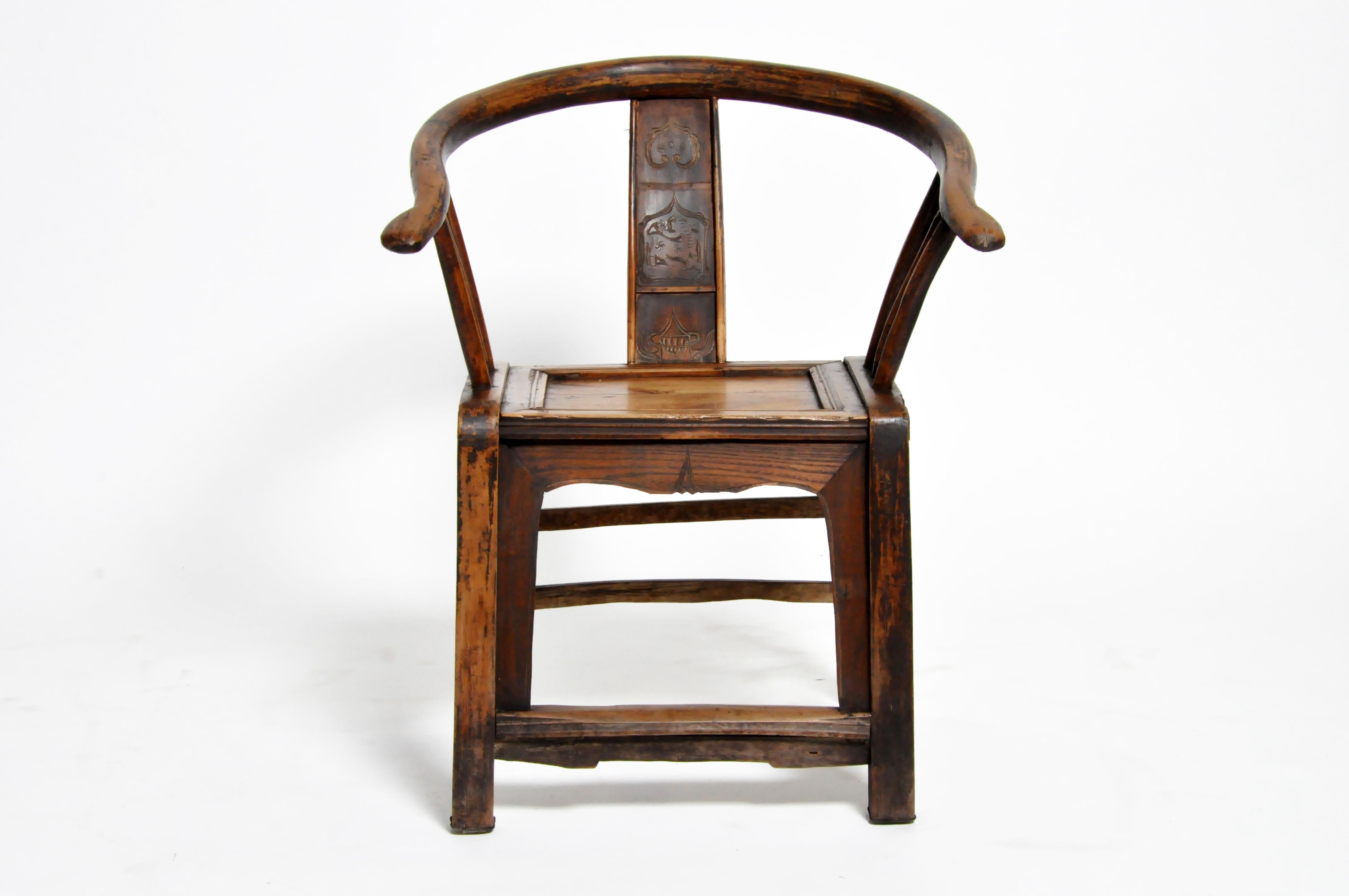 This late Qing dynasty pair of round back chairs are from Shandong, China and were made from 