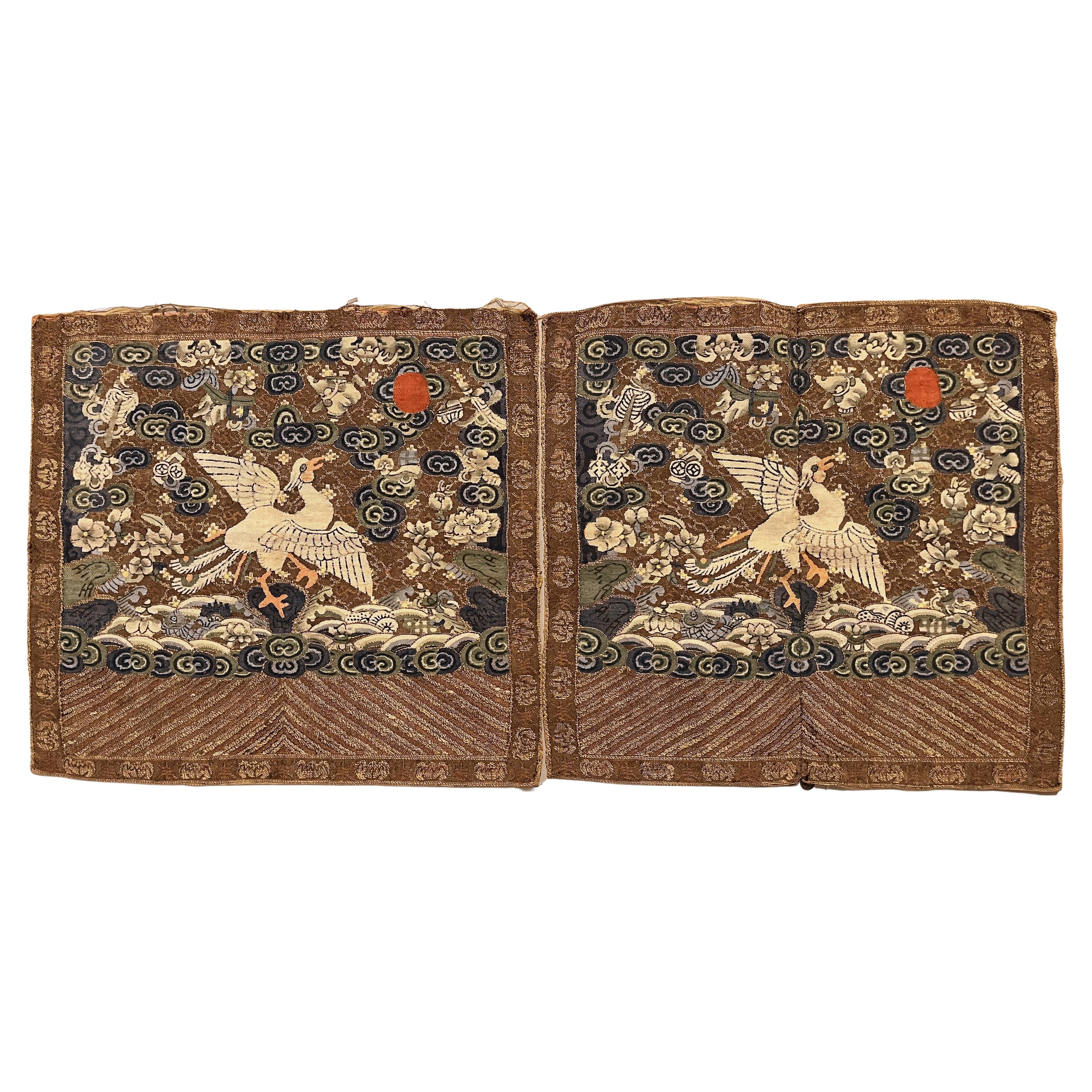 Pair of Qing Dynasty Kesi Imperial Civil Officer Rank Badges For Sale