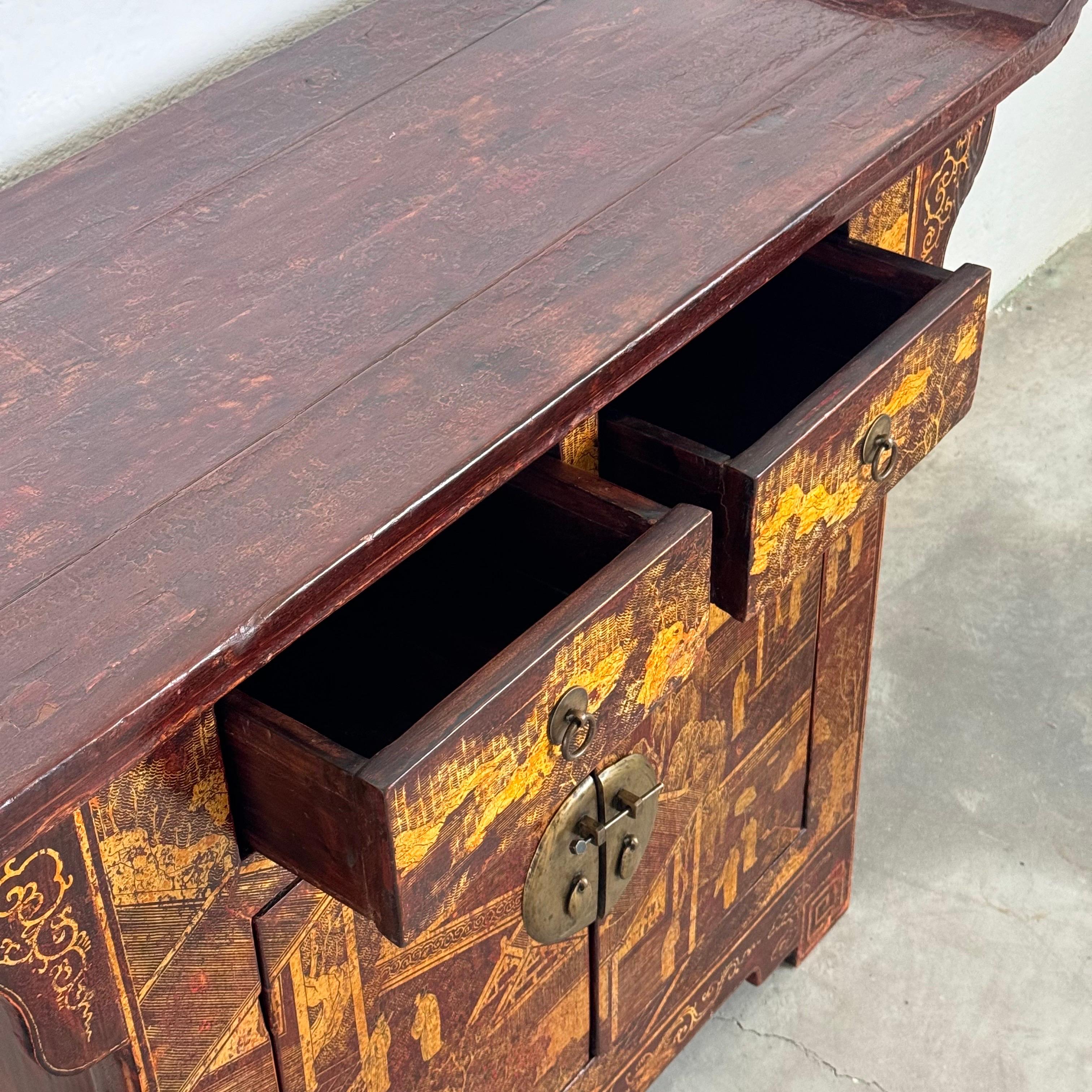 Pair of Qing Dynasty Lacquered Wood Sideboards, c. 1870-1880 For Sale 8