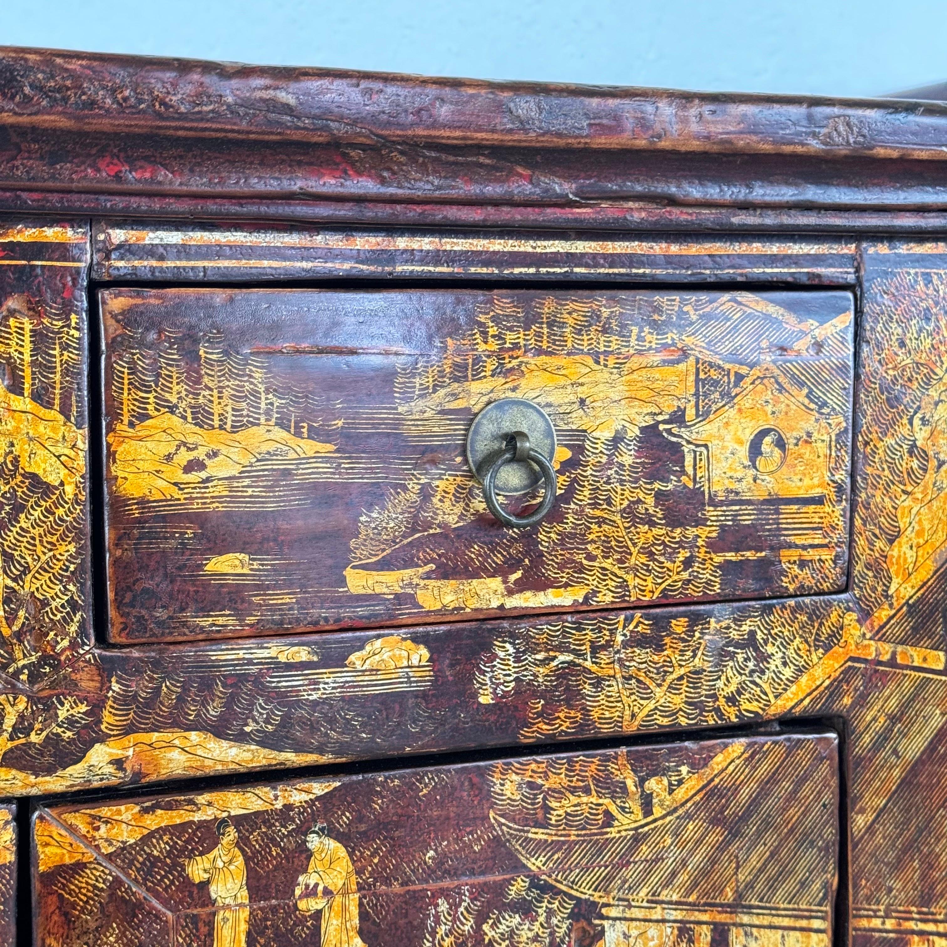 Pair of Qing Dynasty Lacquered Wood Sideboards, c. 1870-1880 For Sale 14