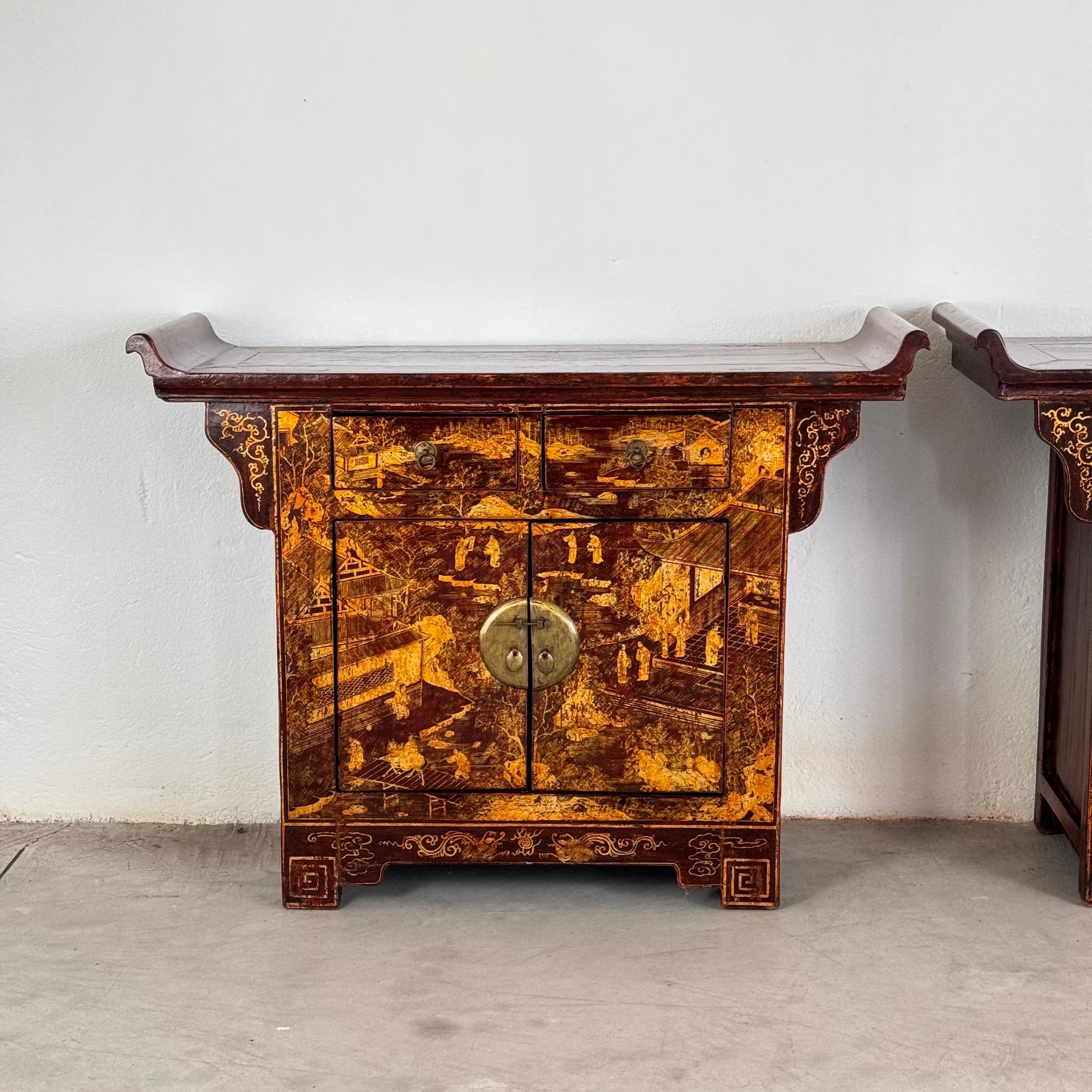 Pair of Qing Dynasty Lacquered Wood Sideboards, c. 1870-1880 For Sale 1