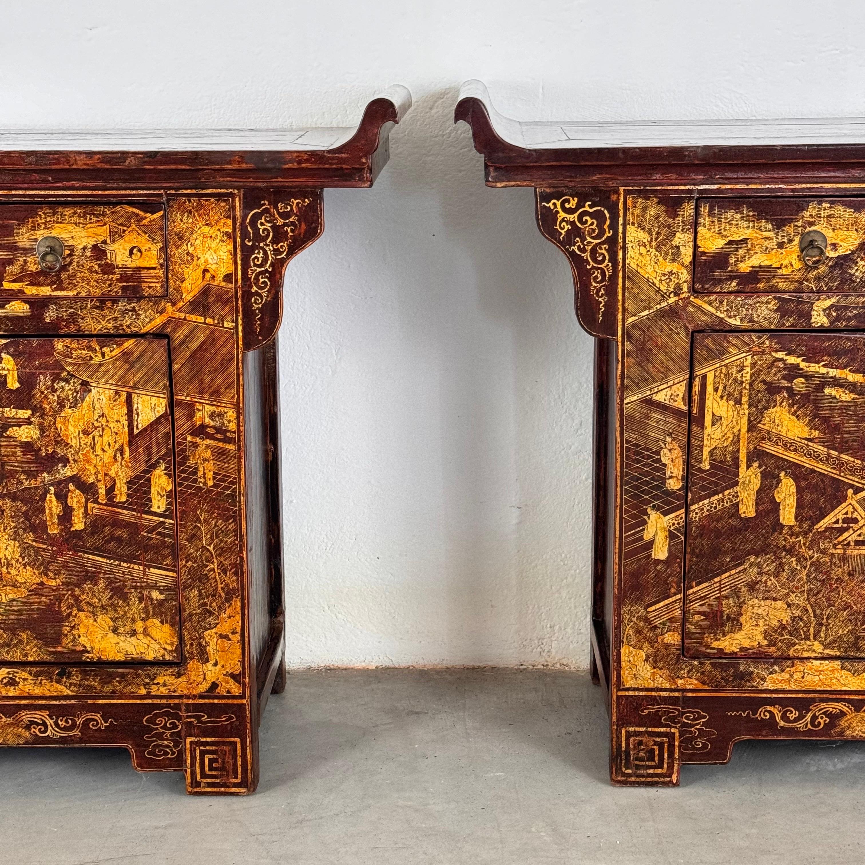 Pair of Qing Dynasty Lacquered Wood Sideboards, c. 1870-1880 For Sale 3
