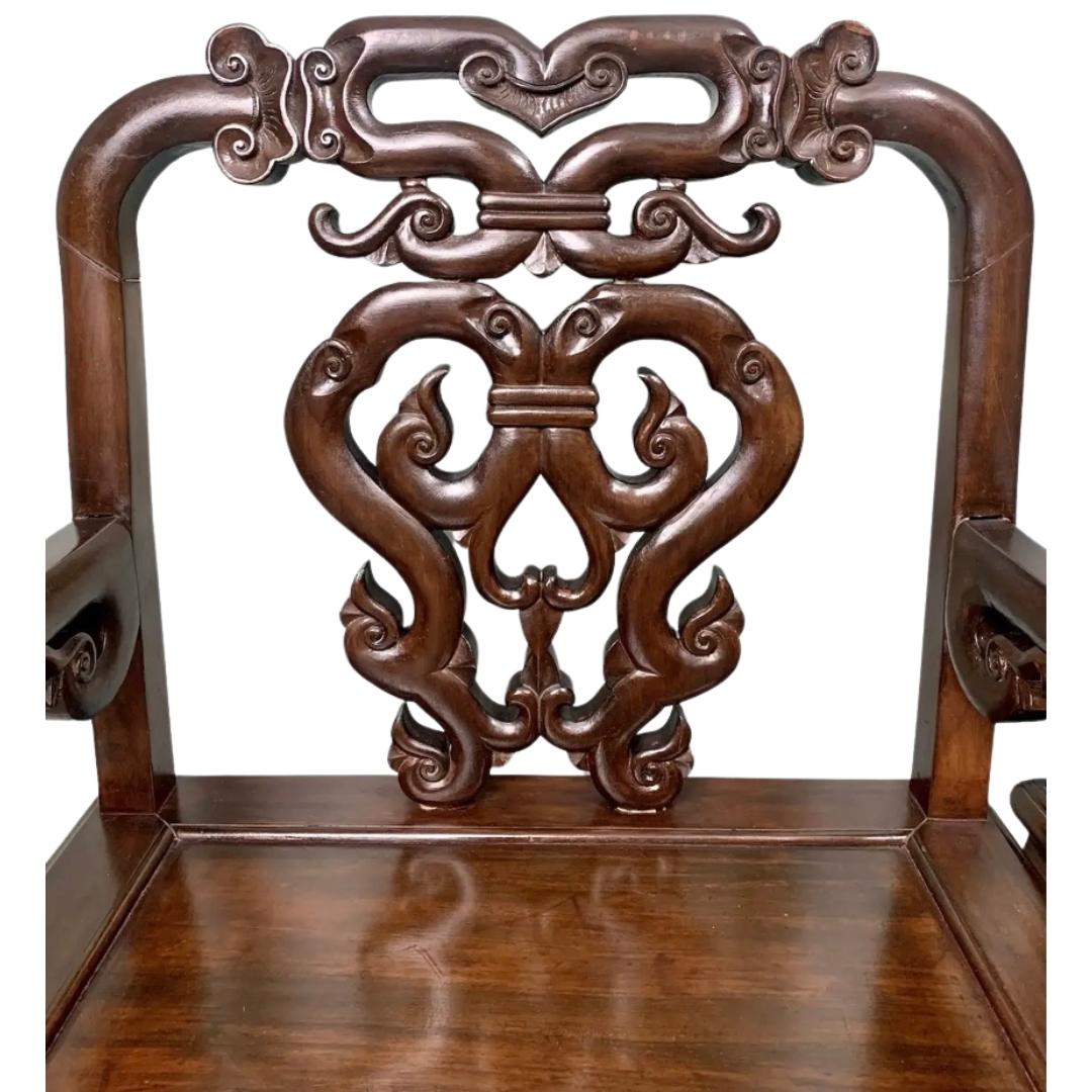 Pair of Qing Dynasty Rosewood Scholar Chairs In Good Condition For Sale In Middletown, MD