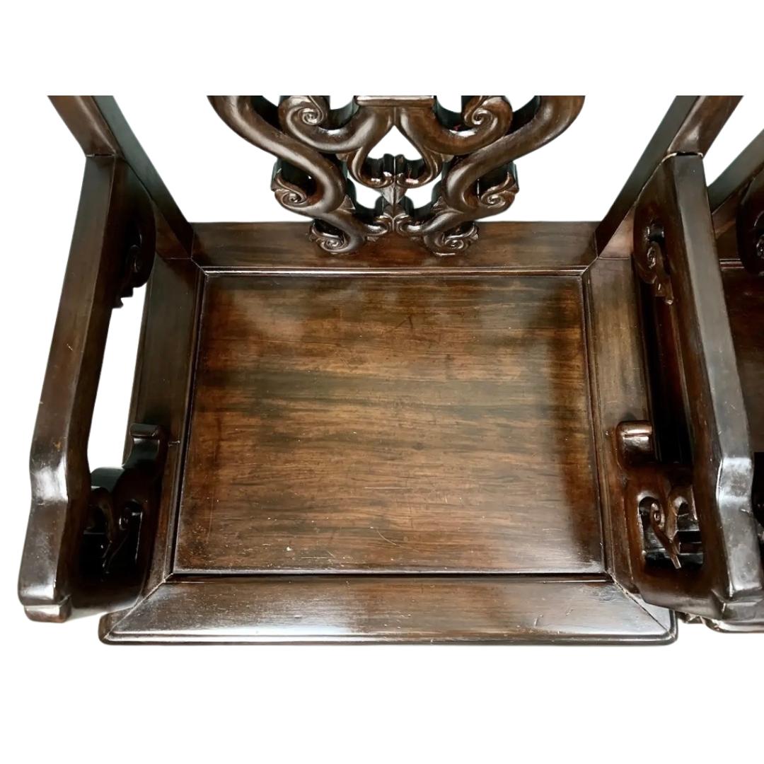 Pair of Qing Dynasty Rosewood Scholar Chairs For Sale 1