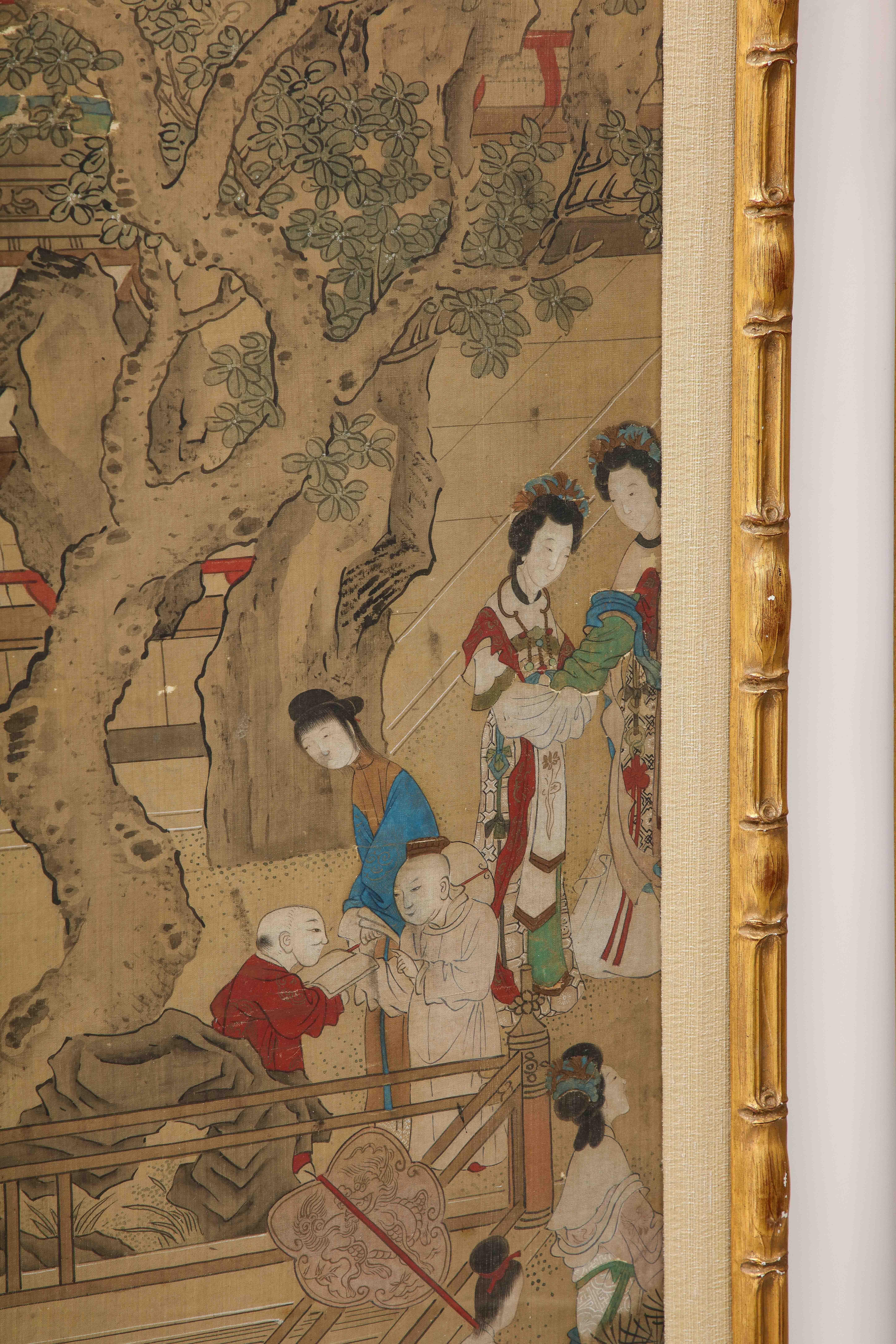 Pair of Qing Dynasty Temple Scene Wallpaper Panels 9