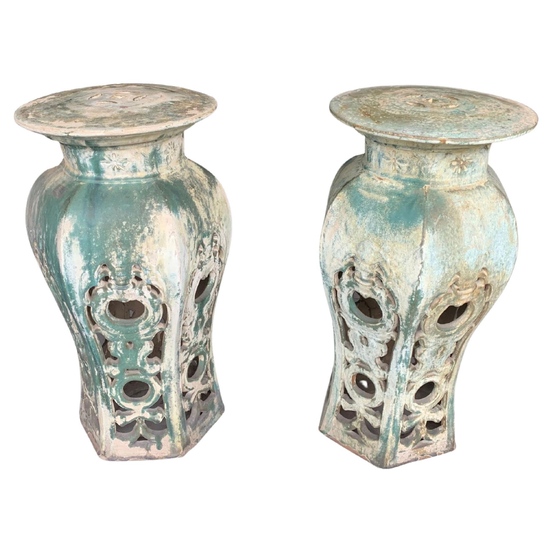 Pair of Qing Dynasty Terracotta Pedestals For Sale