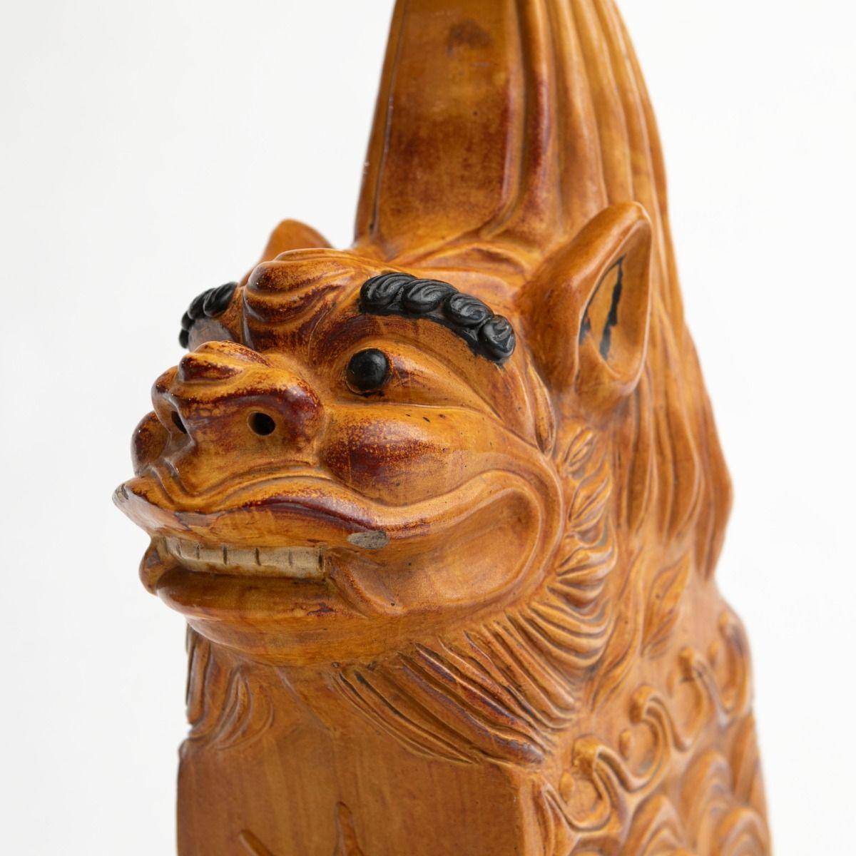 Pair of Qing Dynasty Yellow-Glazed Ceramic Roof Lions 5