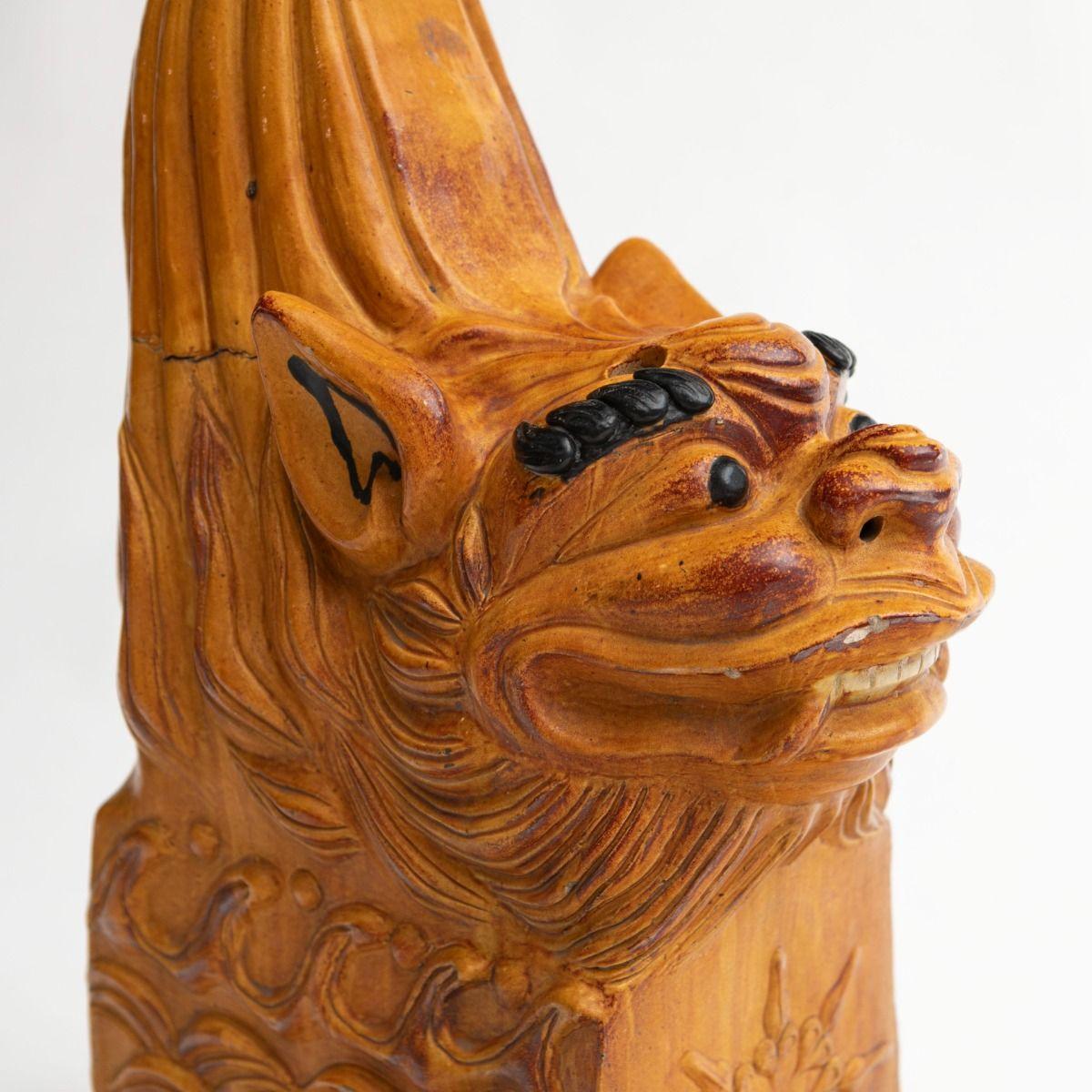 Pair of Qing Dynasty Yellow-Glazed Ceramic Roof Lions 6