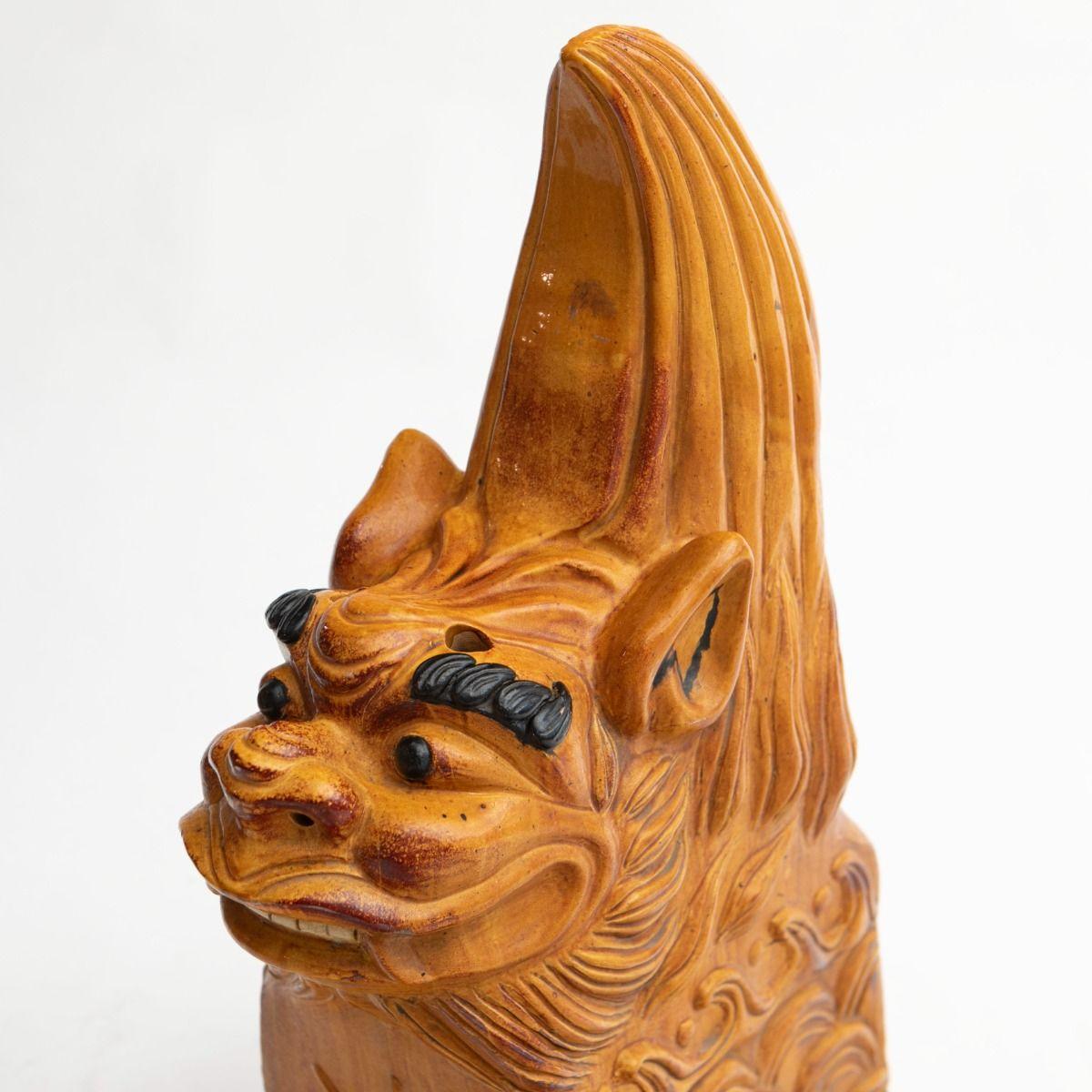 Pair of Qing Dynasty Yellow-Glazed Ceramic Roof Lions 7