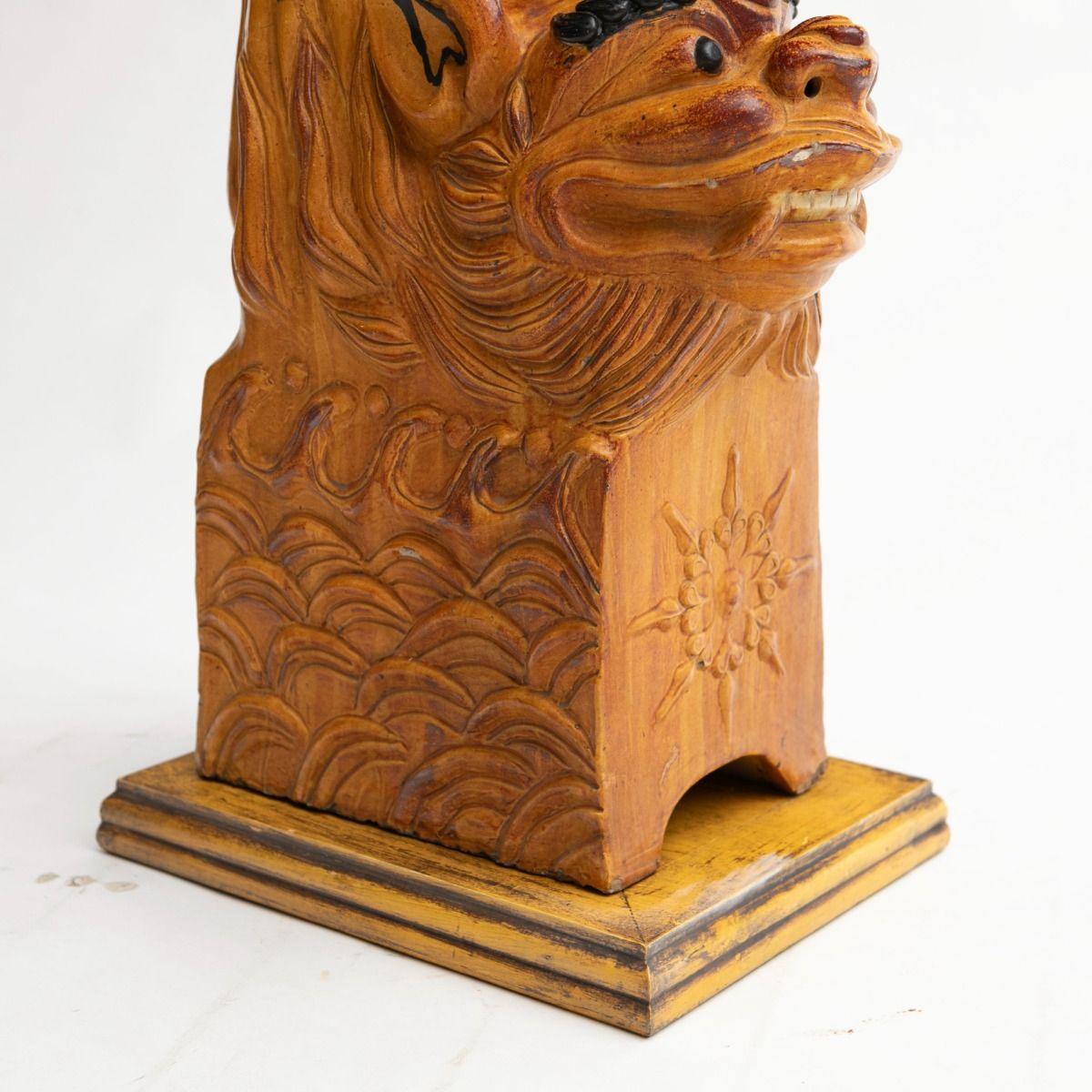 Pair of Qing Dynasty Yellow-Glazed Ceramic Roof Lions 9