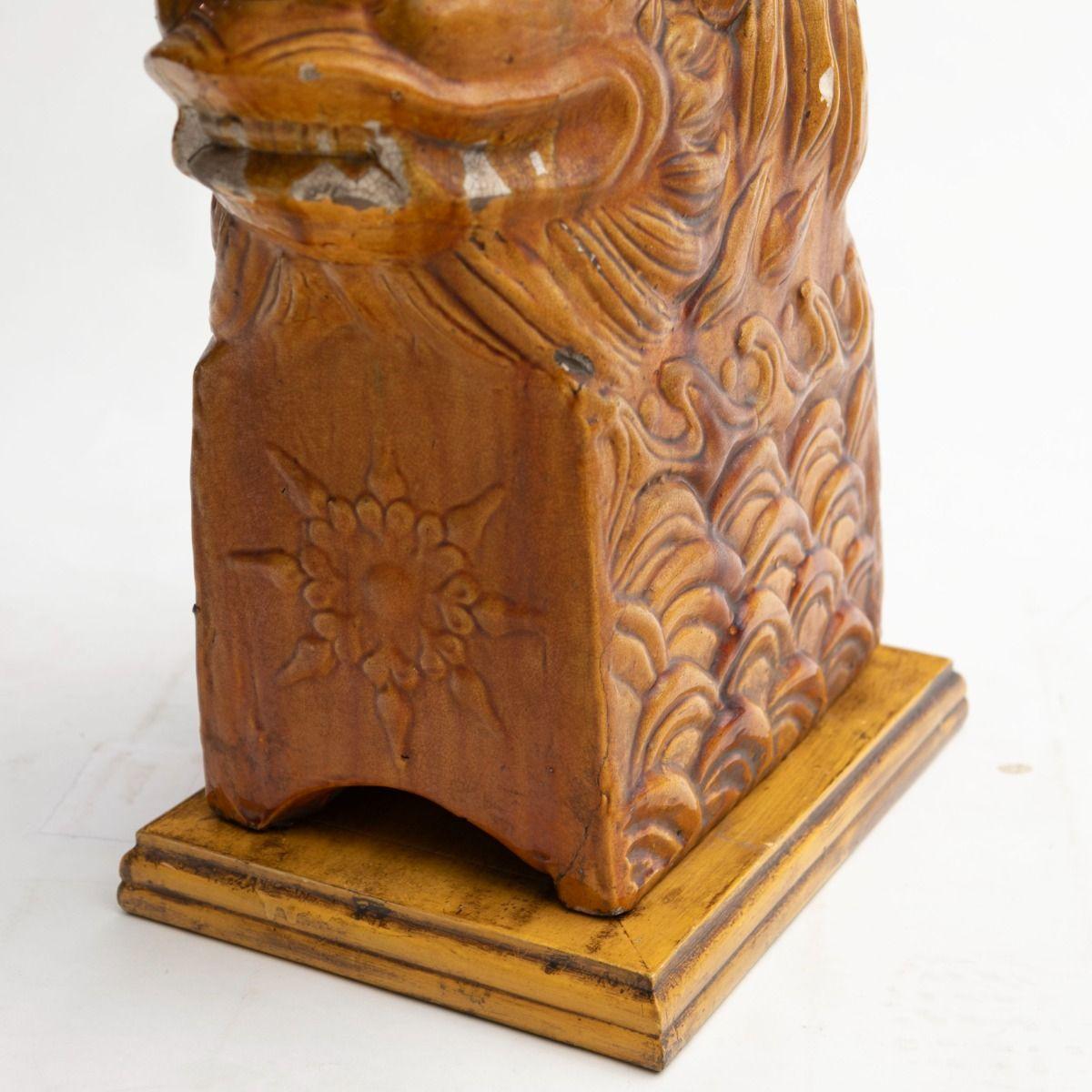 Pair of Qing Dynasty Yellow-Glazed Ceramic Roof Lions 3
