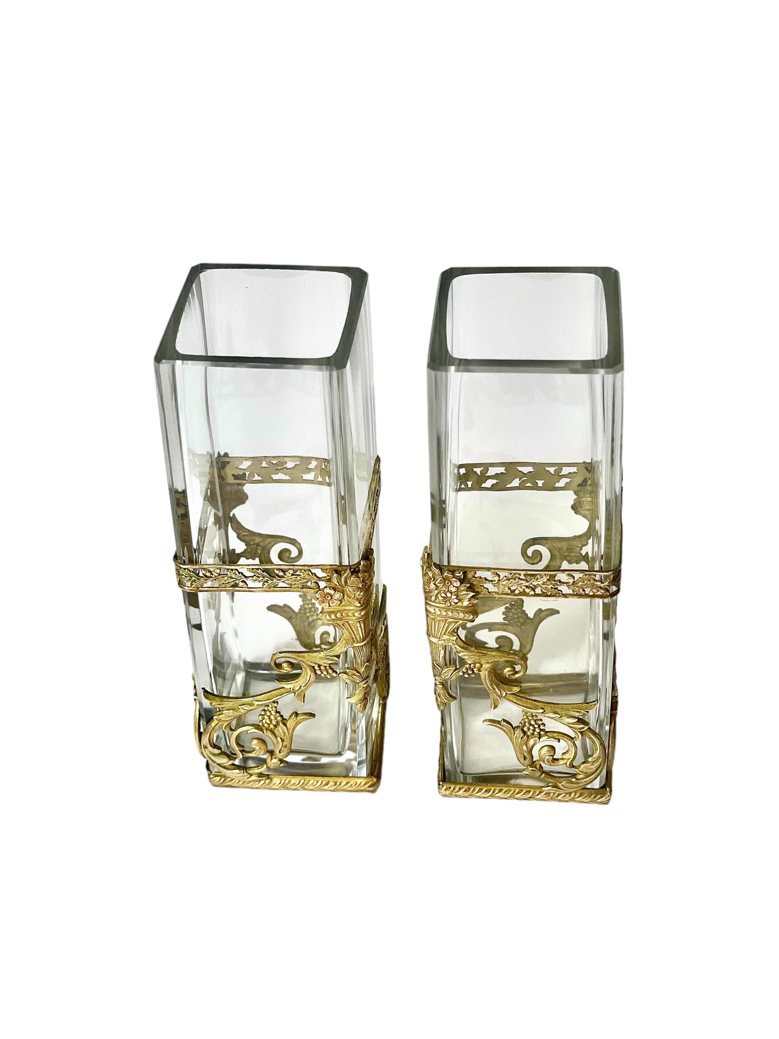 French Antique Pair of Empire Style Petite Vases   For Sale