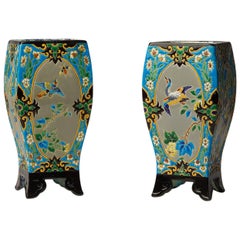 Pair of Quadrangular Vases, Manufacture J. Vieillard & Cie