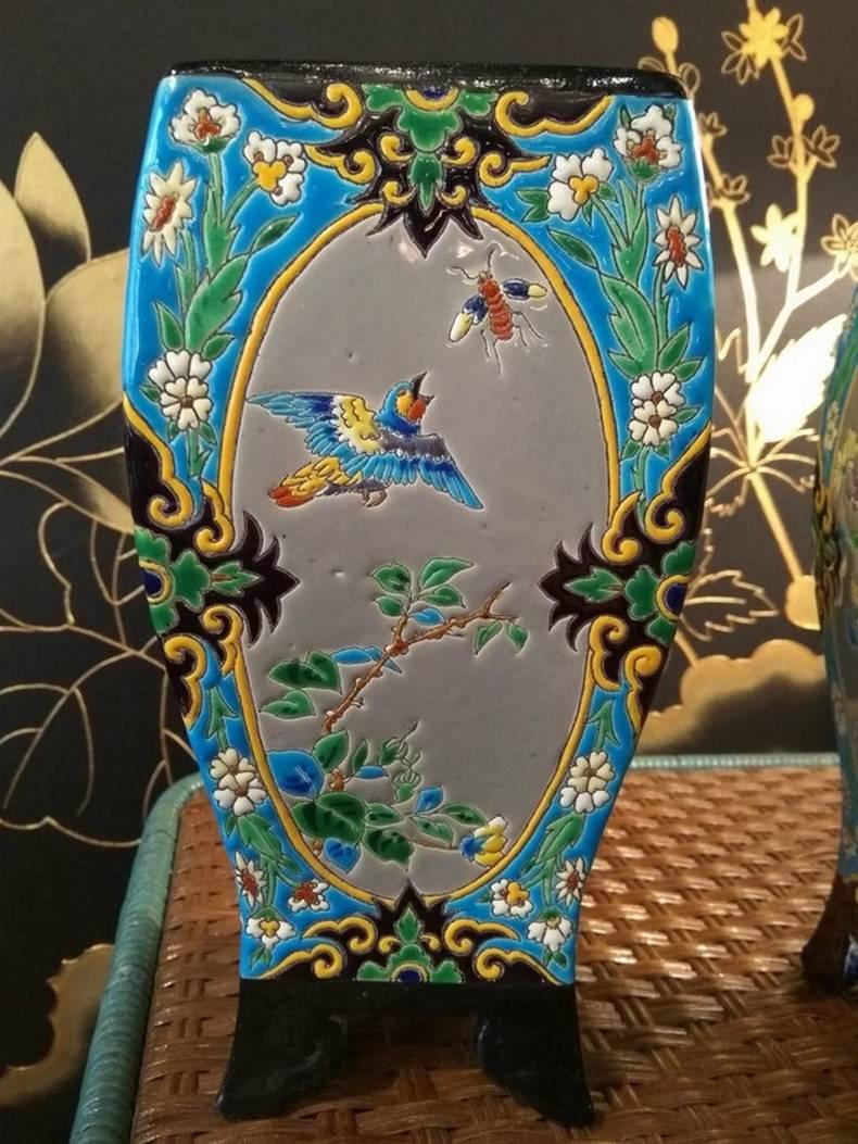 Paire de vases Quadrangular, Jules Vieillard, Bordeaux, vers 1880 Excellent état - En vente à Paris, FR
