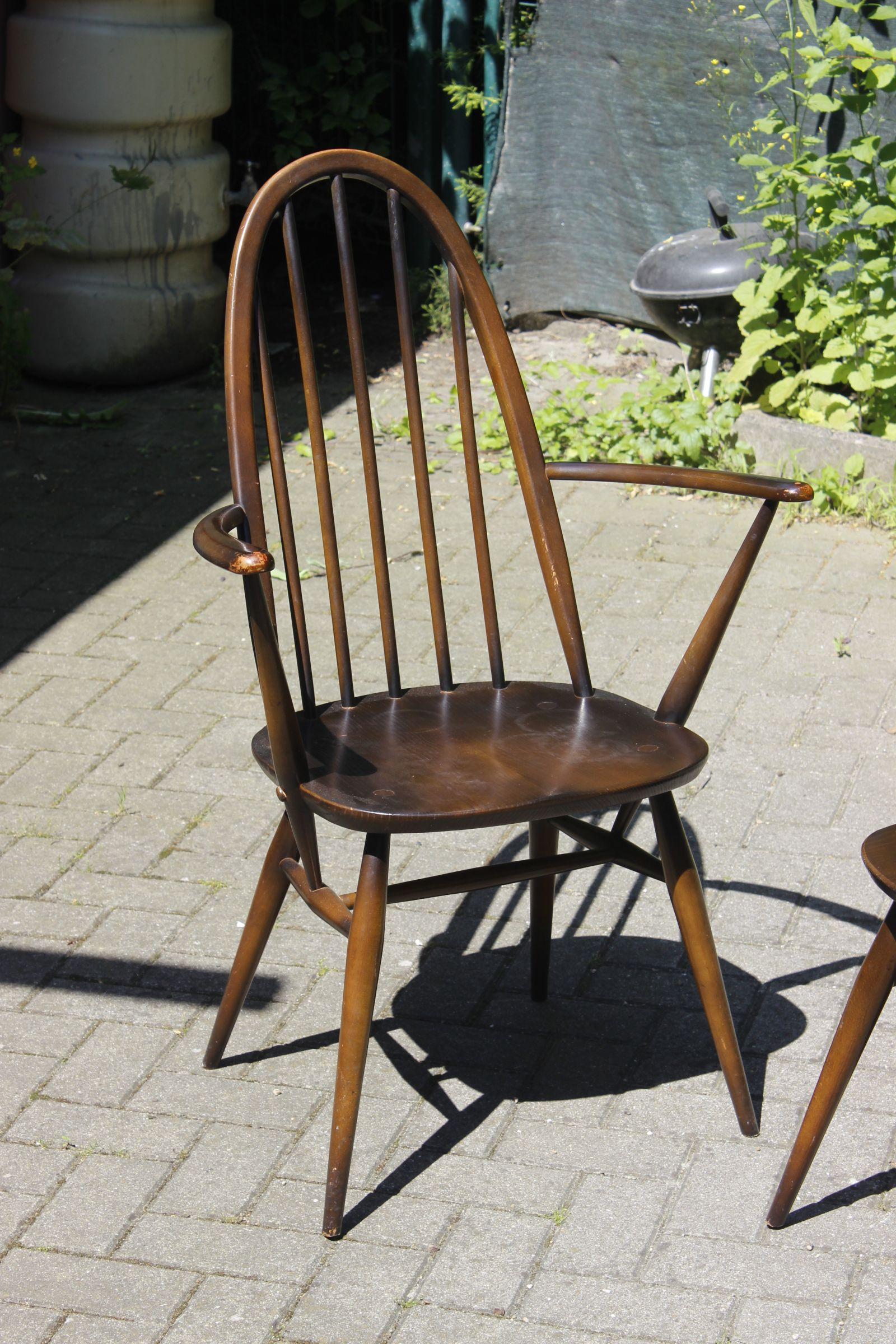 Stained Pair of Quaker chairs by Lucian Ercolani for Ercol England, 1960s
