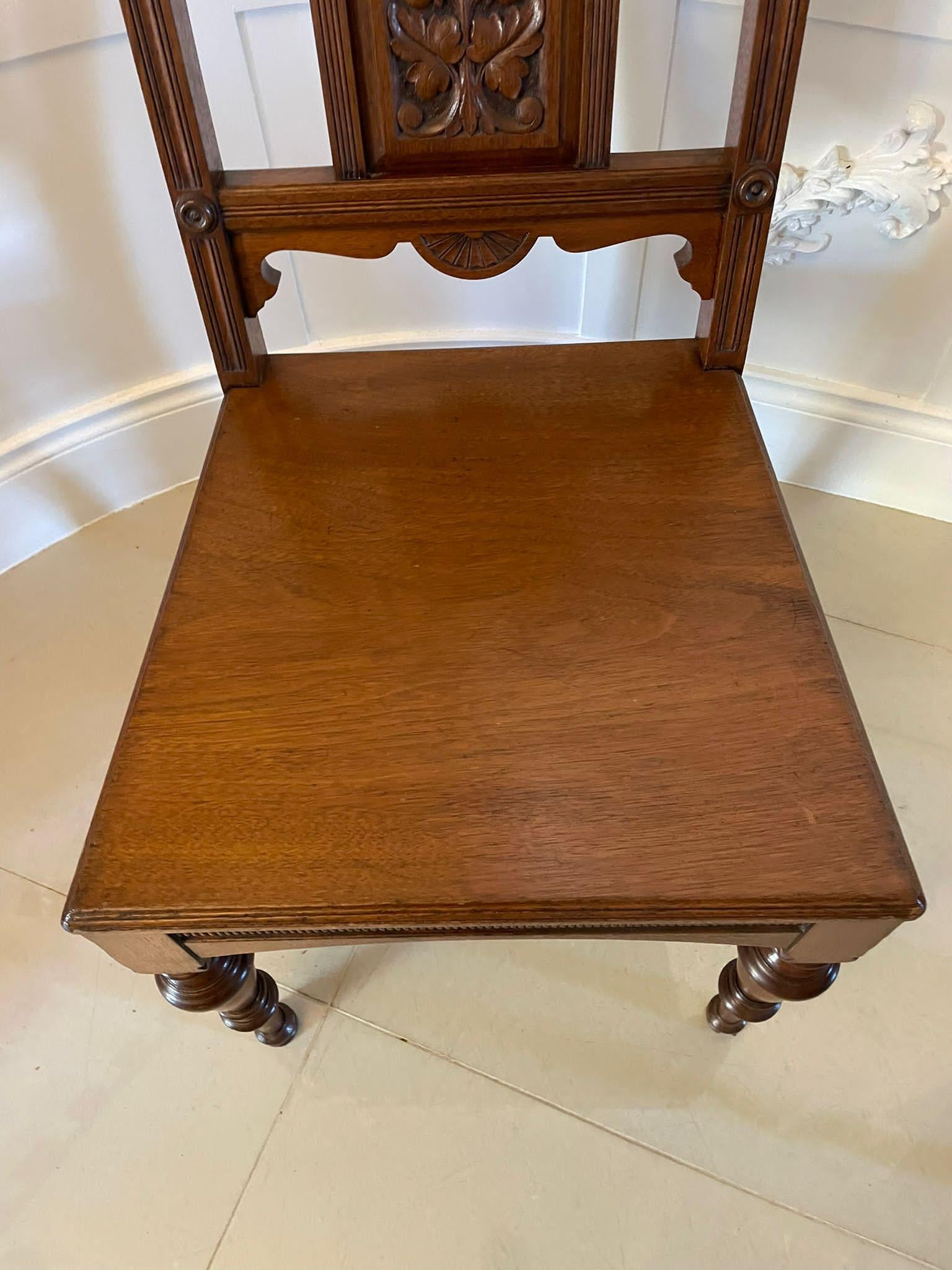 Pair of Quality Antique Carved Walnut Hall Chairs For Sale 2