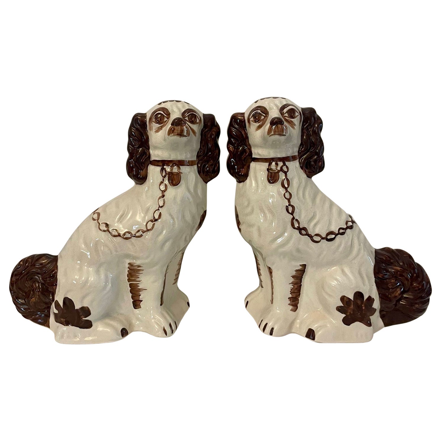 Pair of Quality Antique Edwardian Staffordshire Dogs