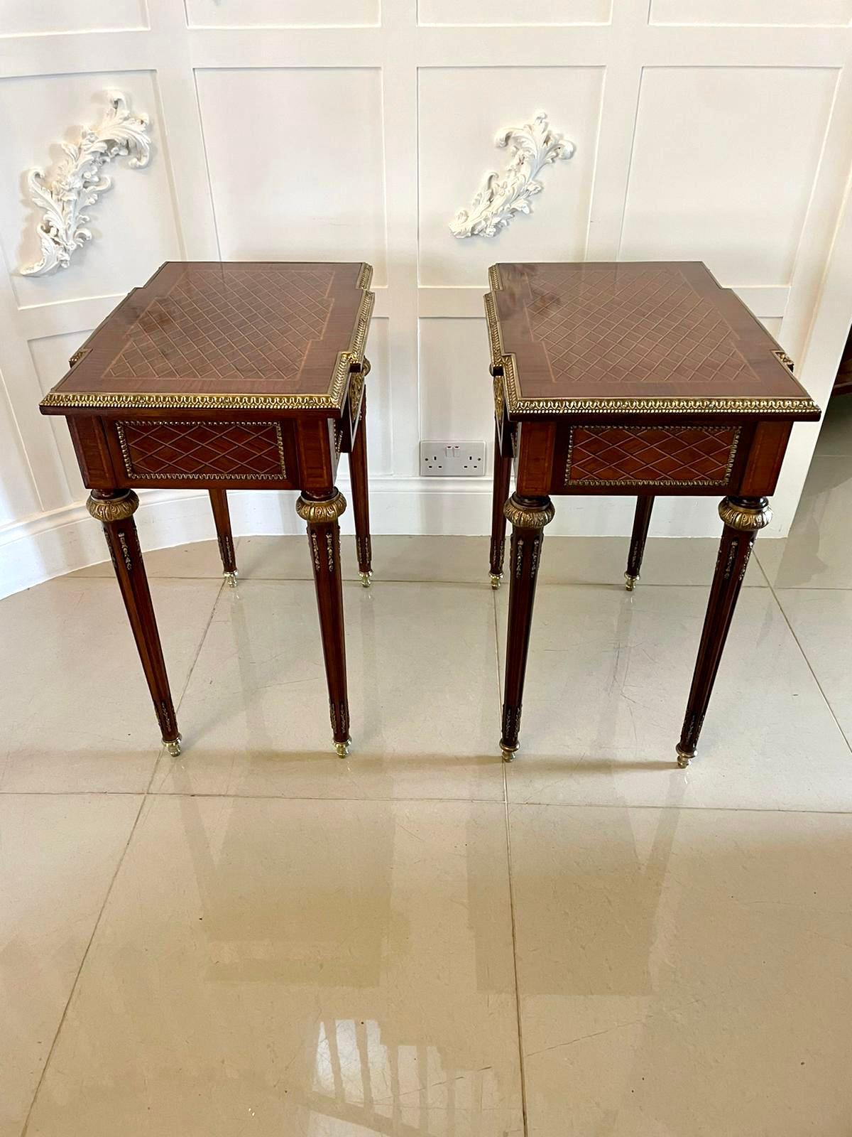 Pair of Quality Antique French Kingwood Freestanding Lamp or Bedside Tables In Good Condition In Suffolk, GB