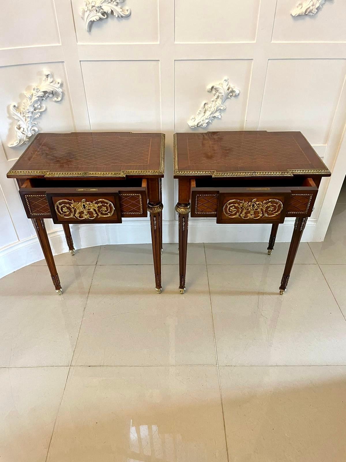 Early 20th Century Pair of Quality Antique French Kingwood Freestanding Lamp or Bedside Tables
