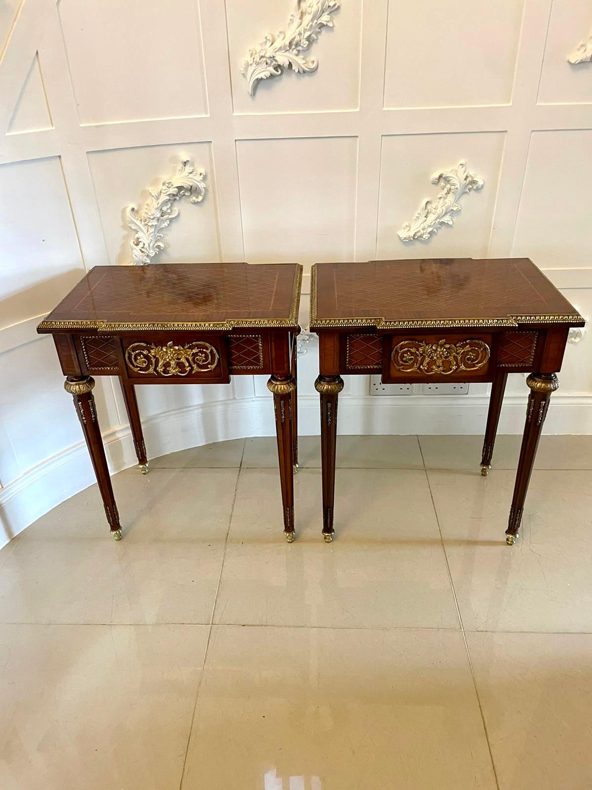 Pair of Quality Antique French Kingwood Freestanding Lamp or Bedside Tables 3