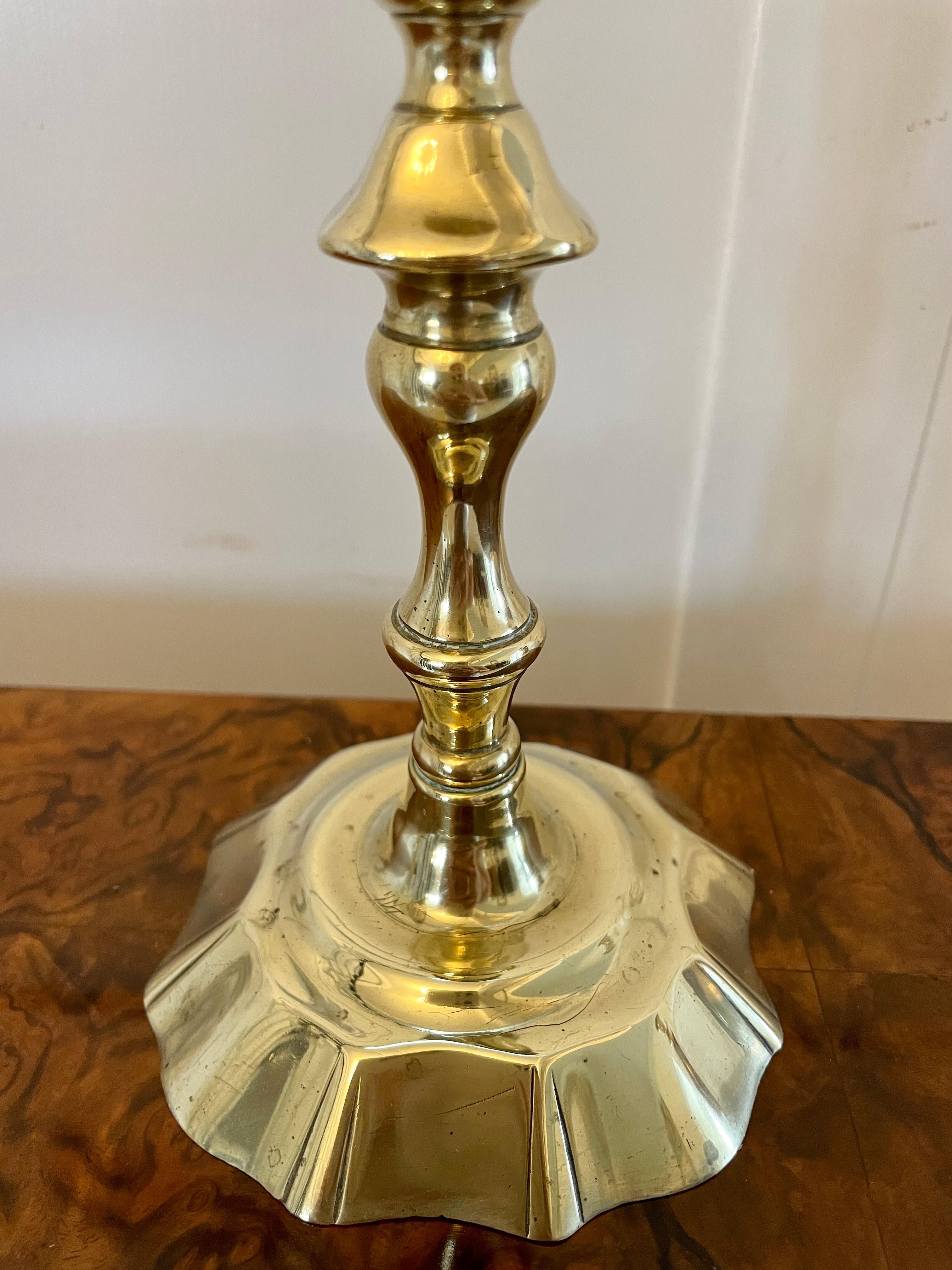 Pair of Quality Antique George III Brass Candlesticks  For Sale 1