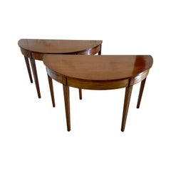 Pair of Quality Antique George III Mahogany Demi Lune Console Tables