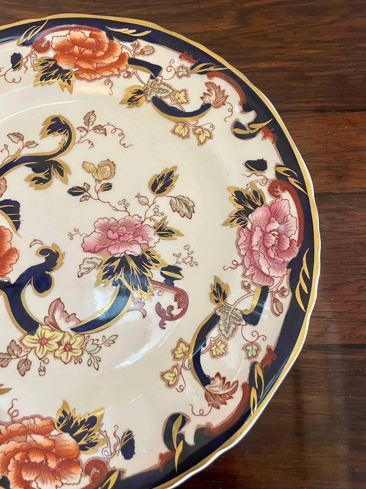 20th Century Pair of Quality Antique Hand Painted Masons Ironstone Plates For Sale