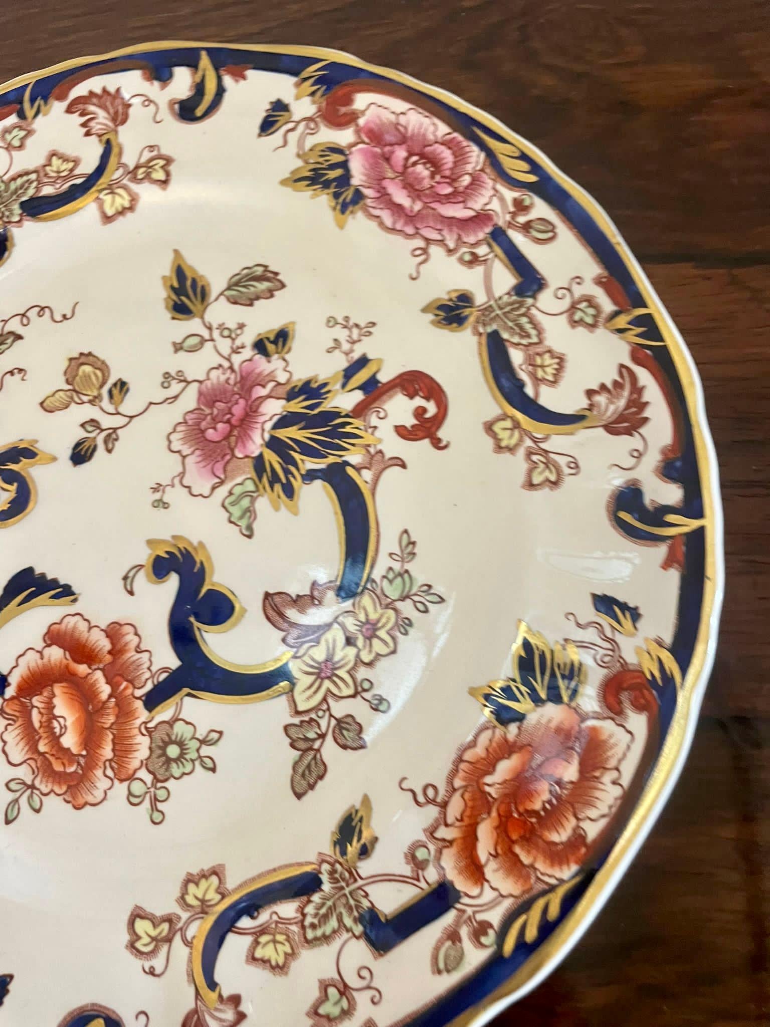 Pair of Quality Antique Hand Painted Masons Ironstone Plates For Sale 3