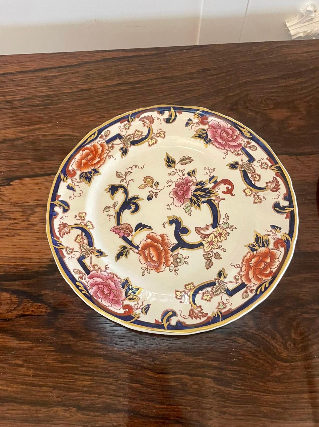 Pair of Quality Antique Hand Painted Masons Ironstone Plates For Sale 4