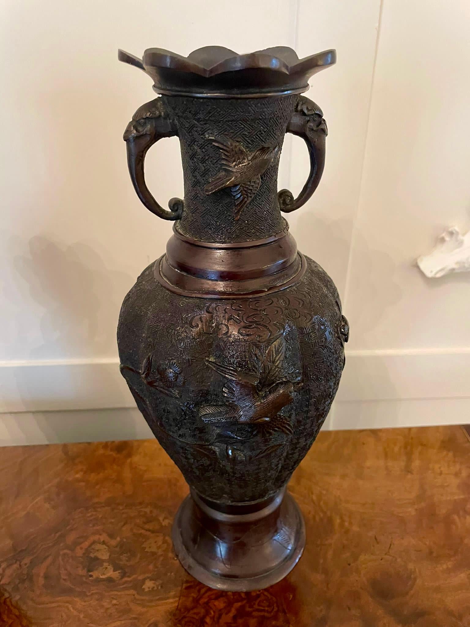 Pair of Quality Antique Japanese Bronze Vases 6
