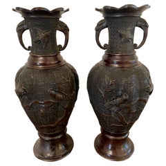 Pair of Quality Antique Japanese Bronze Vases
