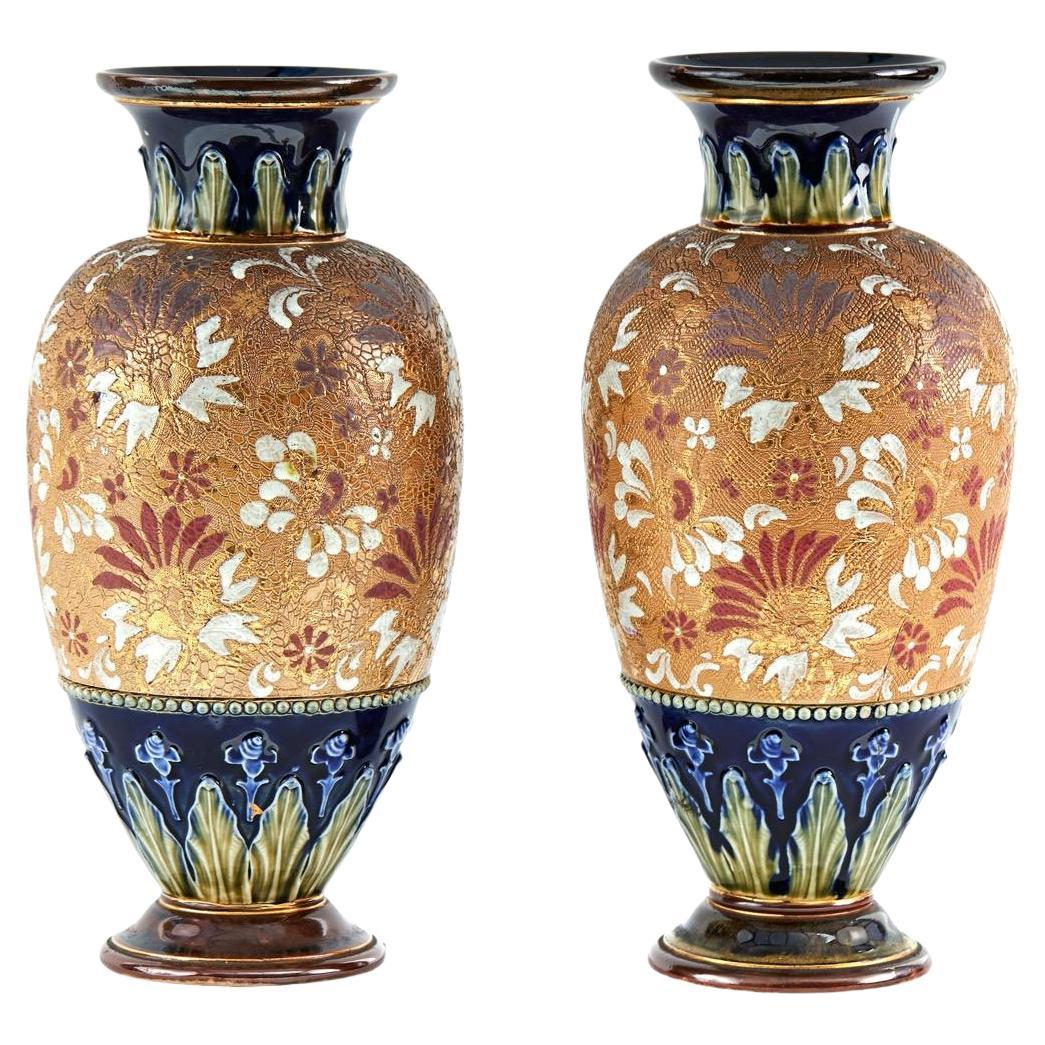Pair Of Quality Antique Royal Doulton Vases