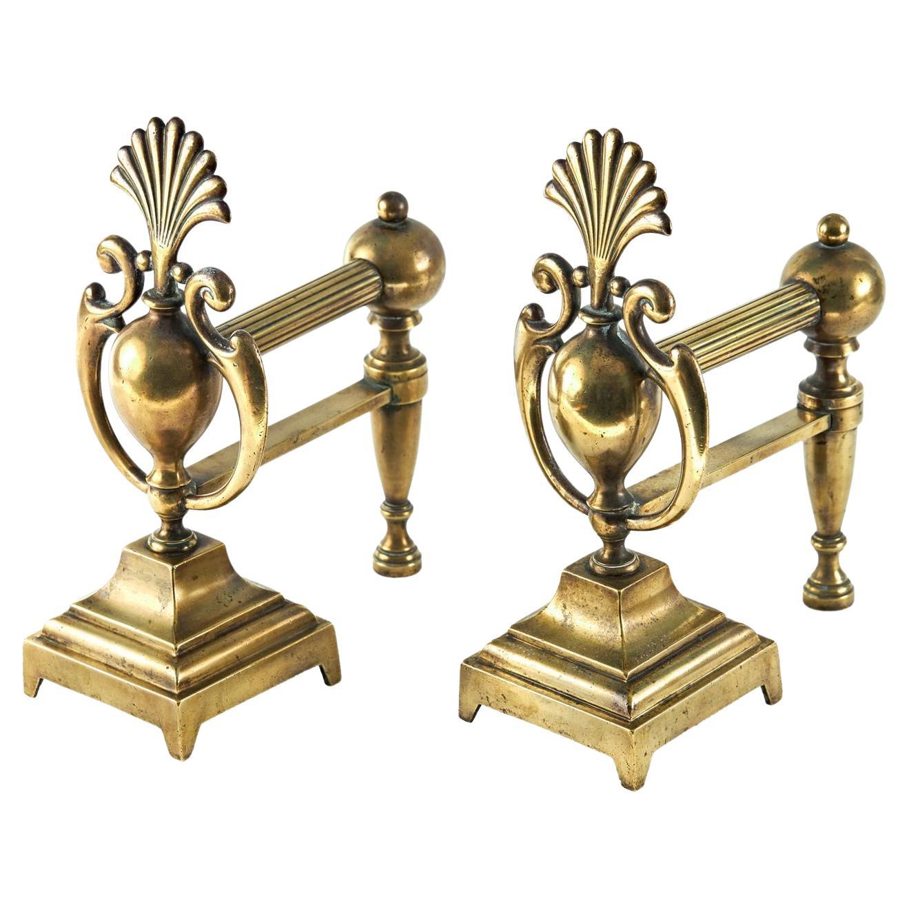 Pair of Quality Antique Victorian Brass Firedogs