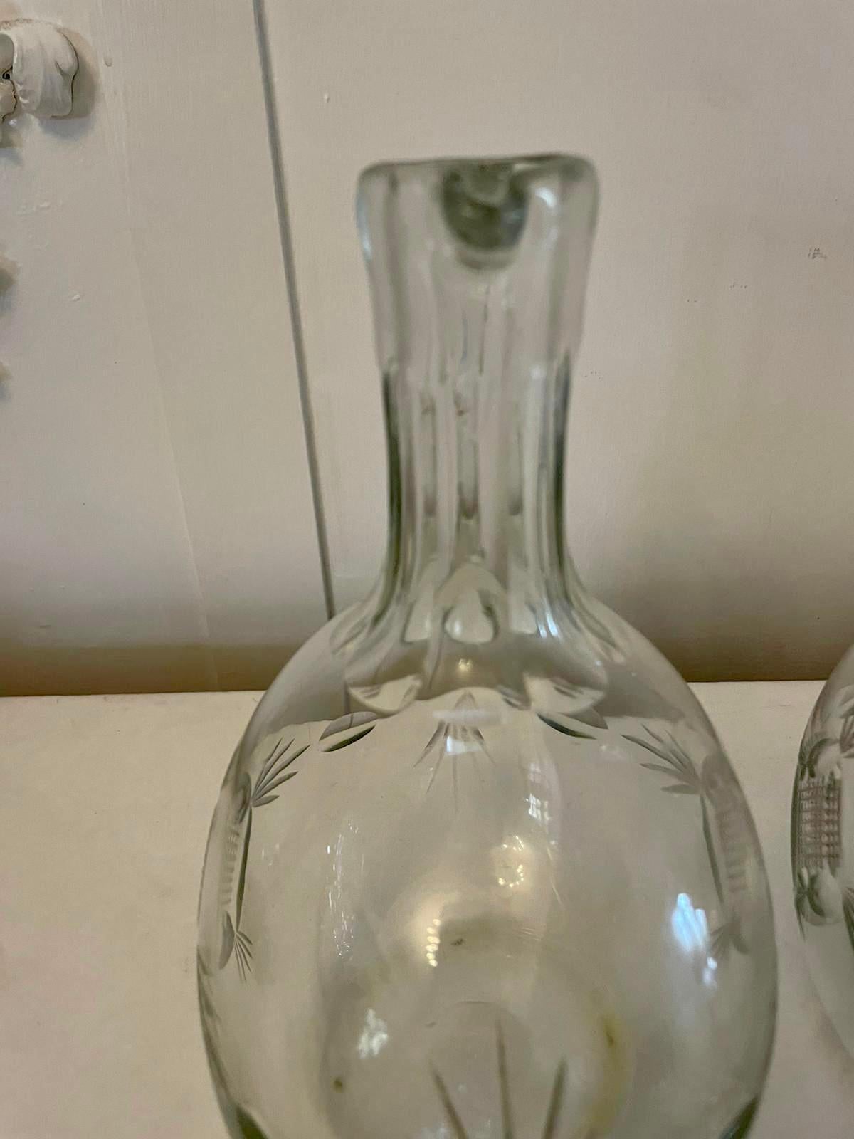 19th Century Pair of Quality Antique Victorian Cut Glass Decanters For Sale