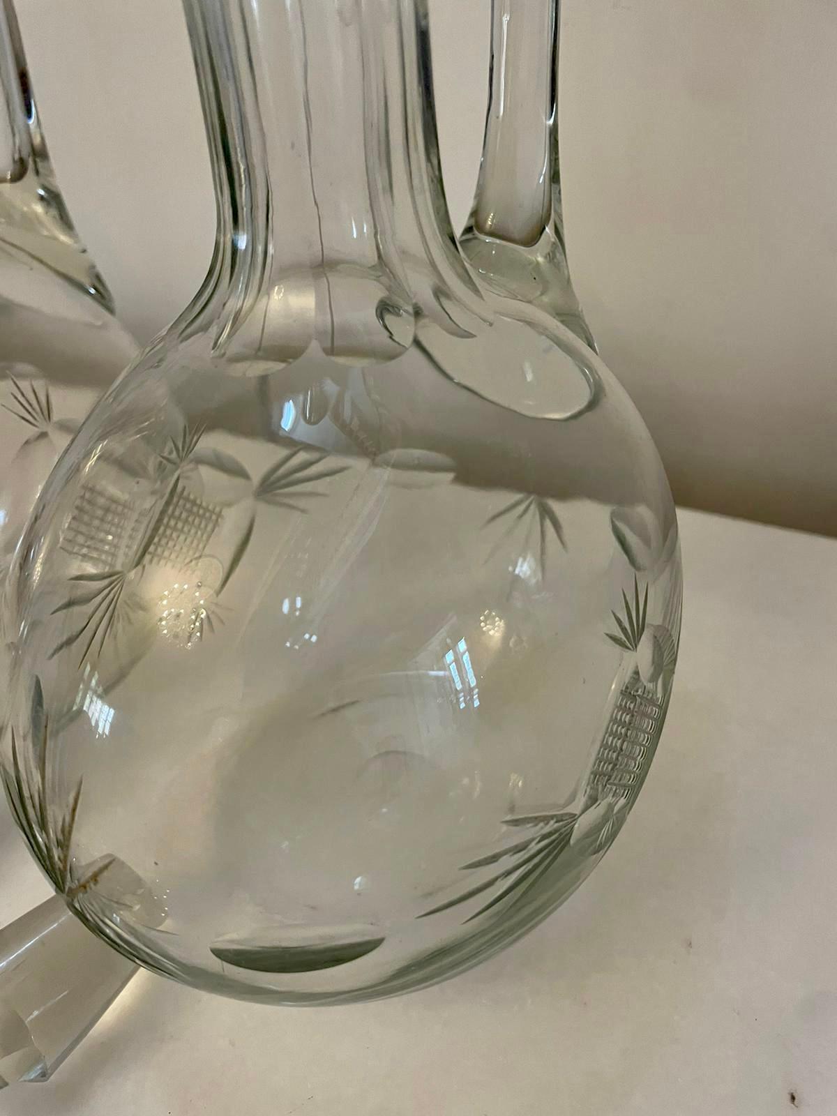 Pair of Quality Antique Victorian Cut Glass Decanters For Sale 1