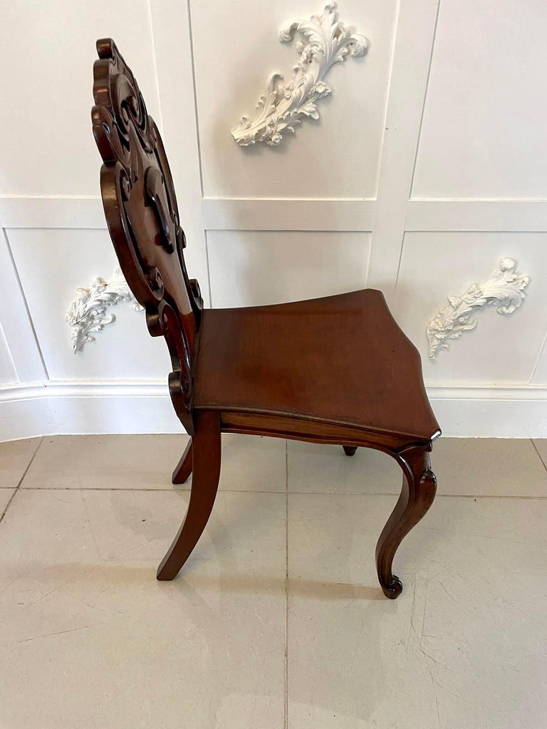Pair of Quality Antique Victorian Mahogany Hall Chairs For Sale at 1stDibs