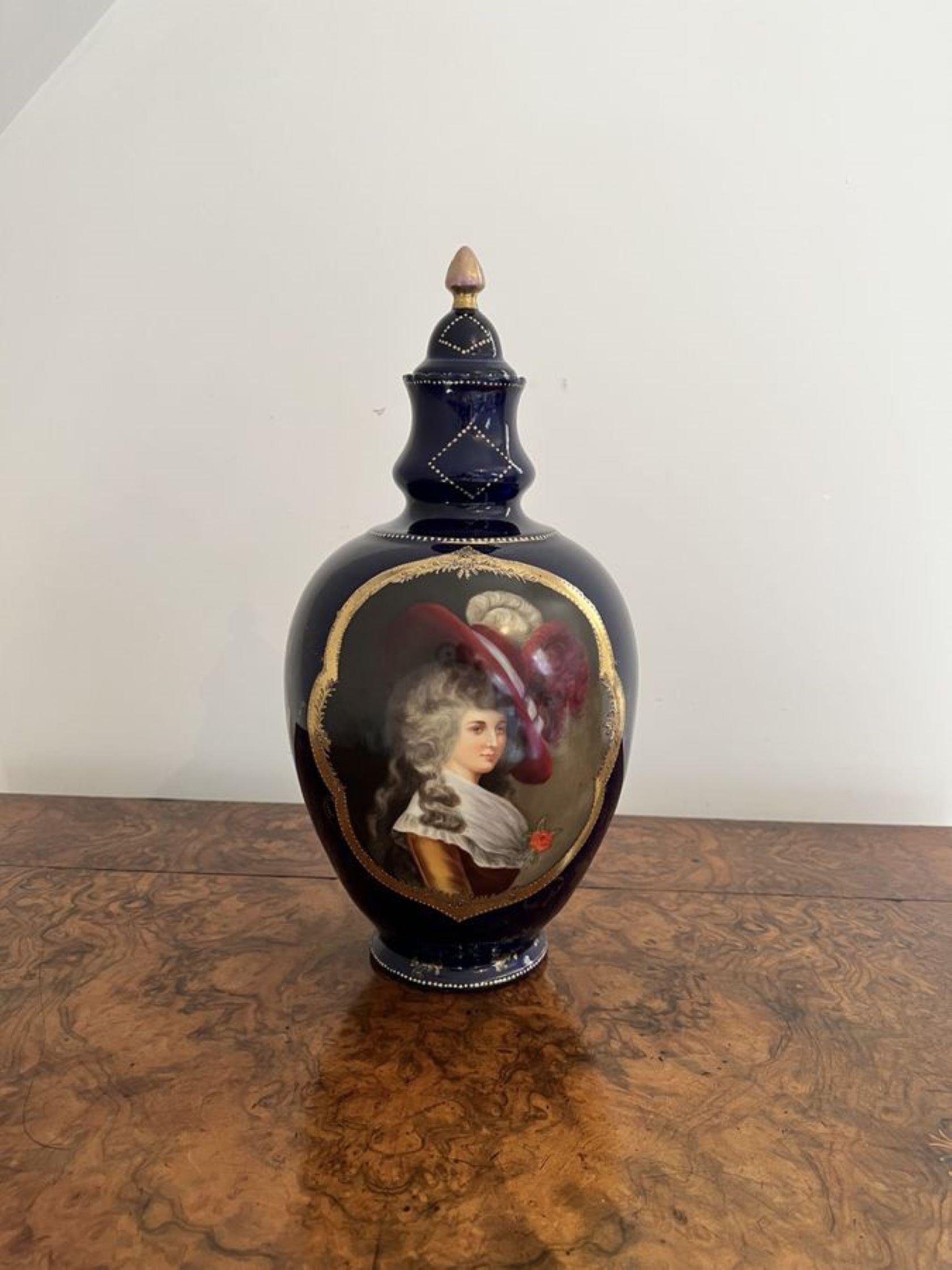 Pair of quality antique Victorian porcelain hand painted lidded vases  For Sale 3