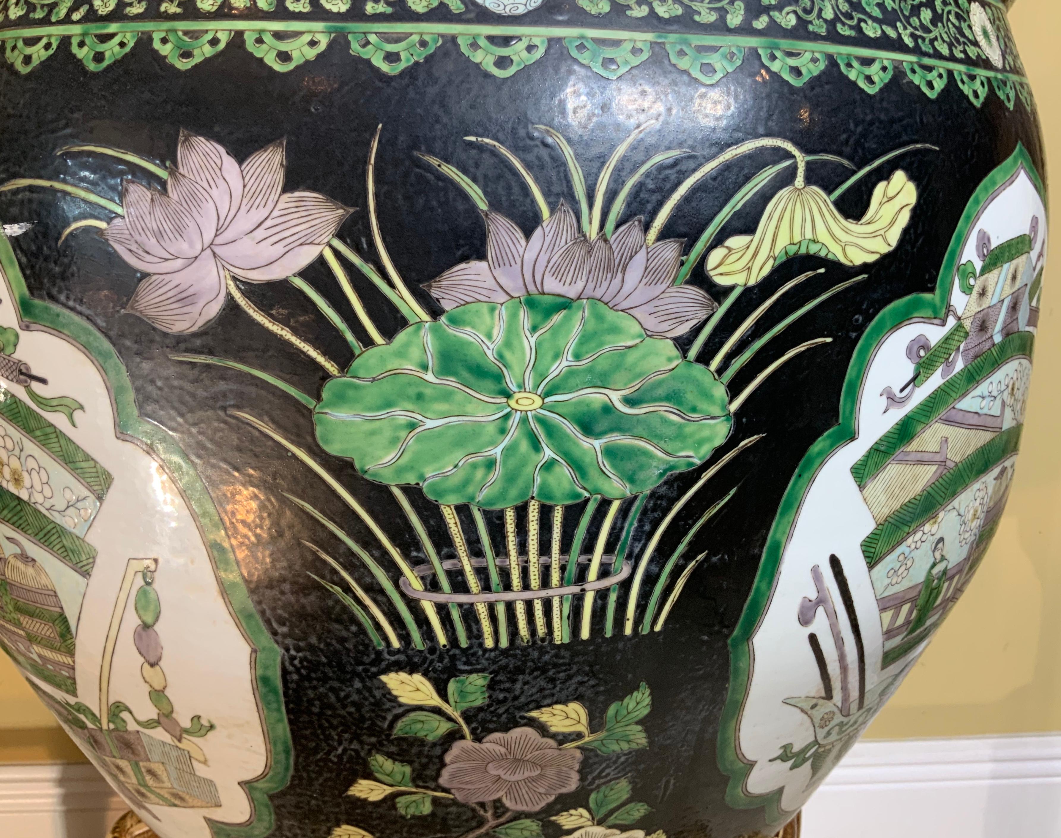 Pair of Quality Ceramic Chinese Garden Fishbowl Jardiniere 4