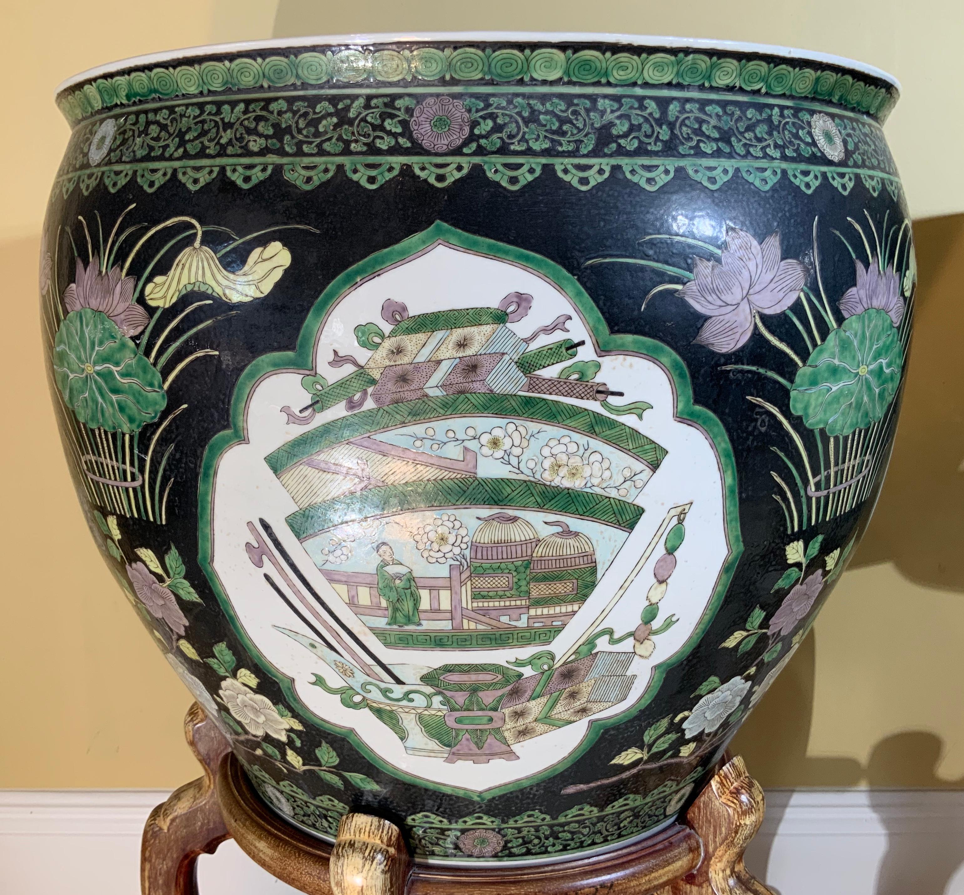Pair of Quality Ceramic Chinese Garden Fishbowl Jardiniere 5