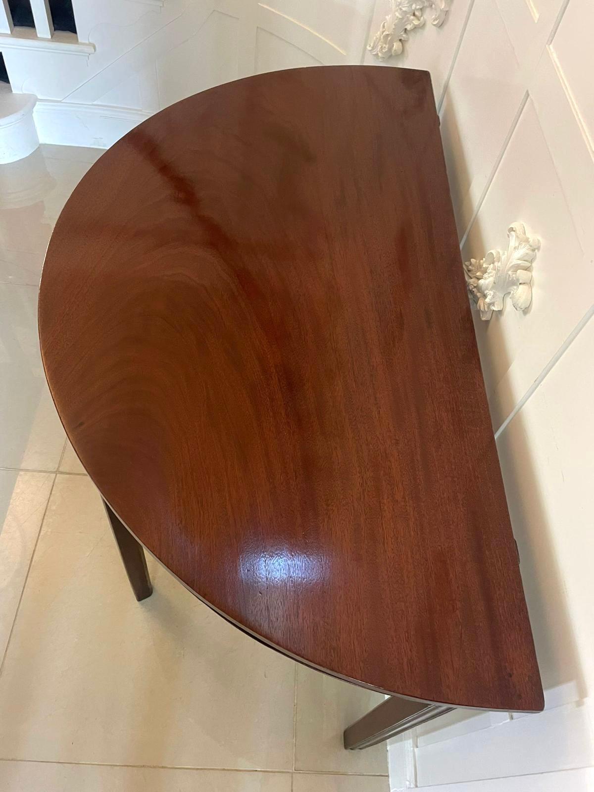 Pair of Quality Figured Mahogany Antique George III Demi Lune Console Tables In Good Condition For Sale In Suffolk, GB