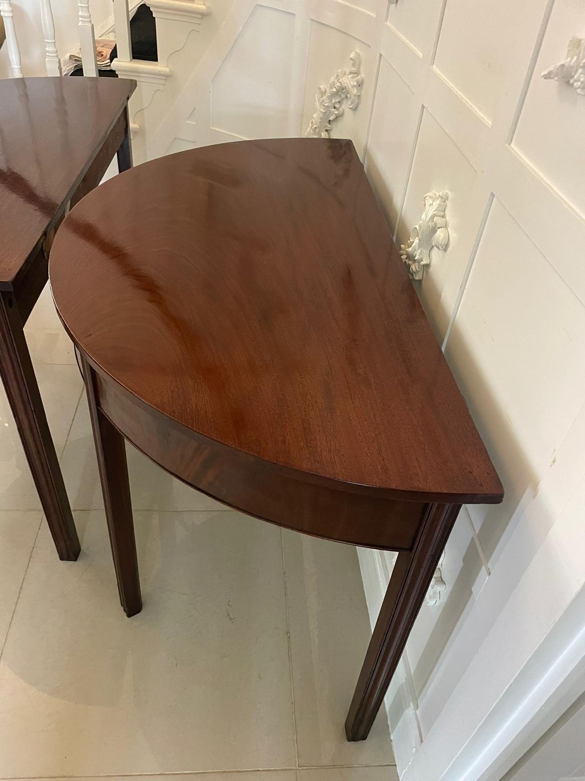 Other Pair of Quality Figured Mahogany Antique George III Demi Lune Console Tables For Sale